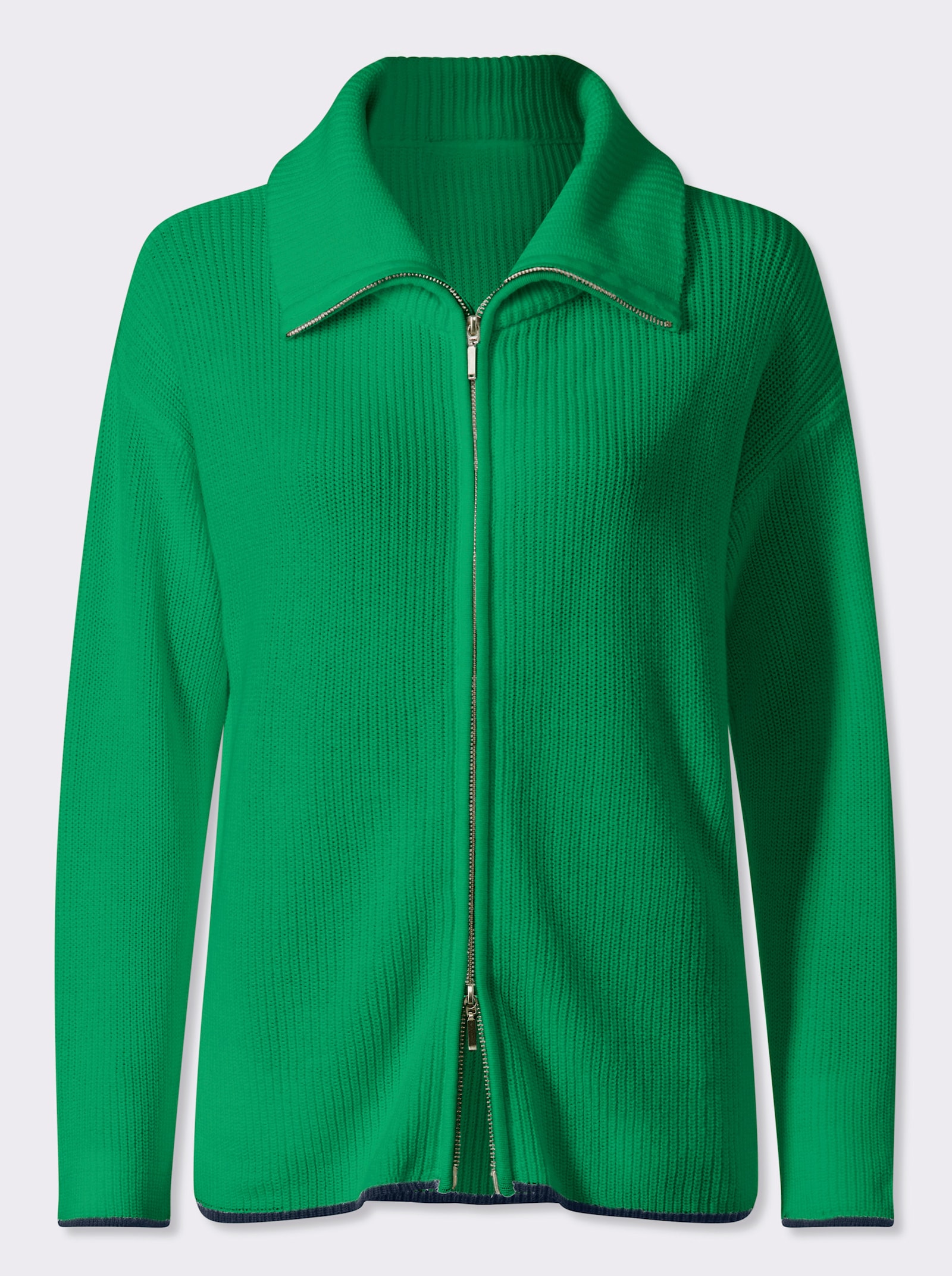 heine Cardigan mit 2-Wege-Zipper - grasgrün