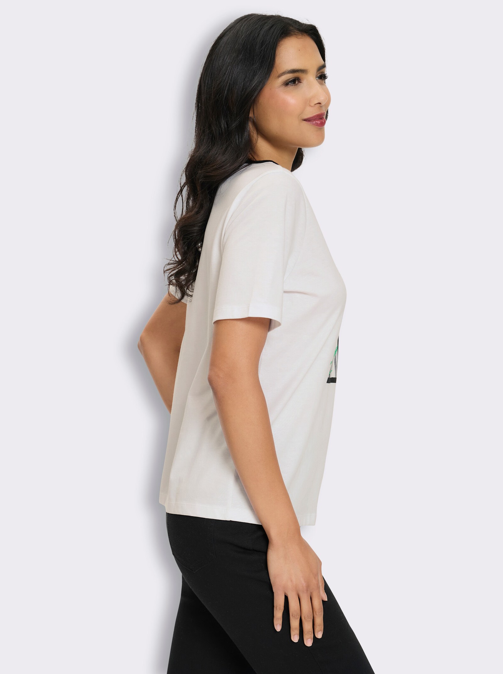 Kurzarmshirt mit Foliendruck - grasgrün-weiß