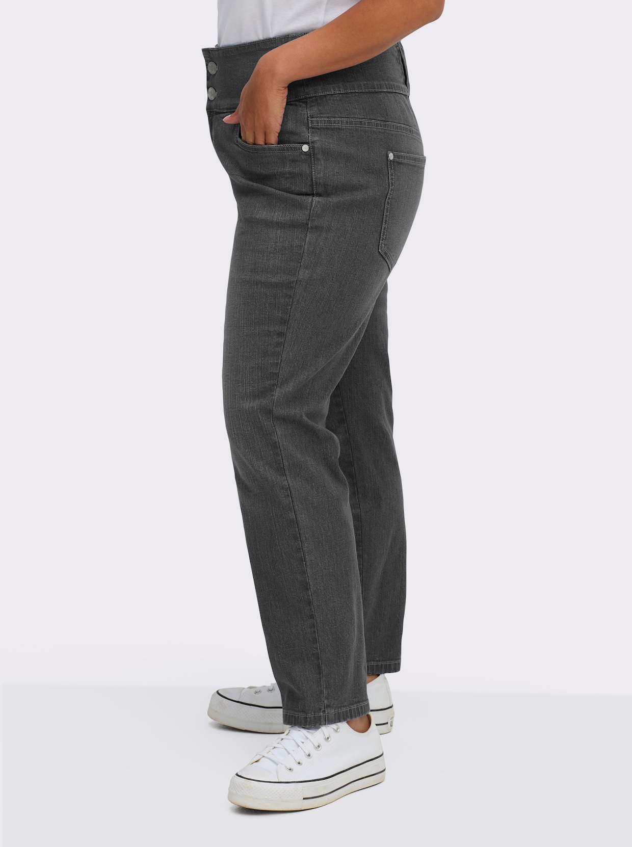 sheego High-waist-Jeans - anthrazit-grey-denim