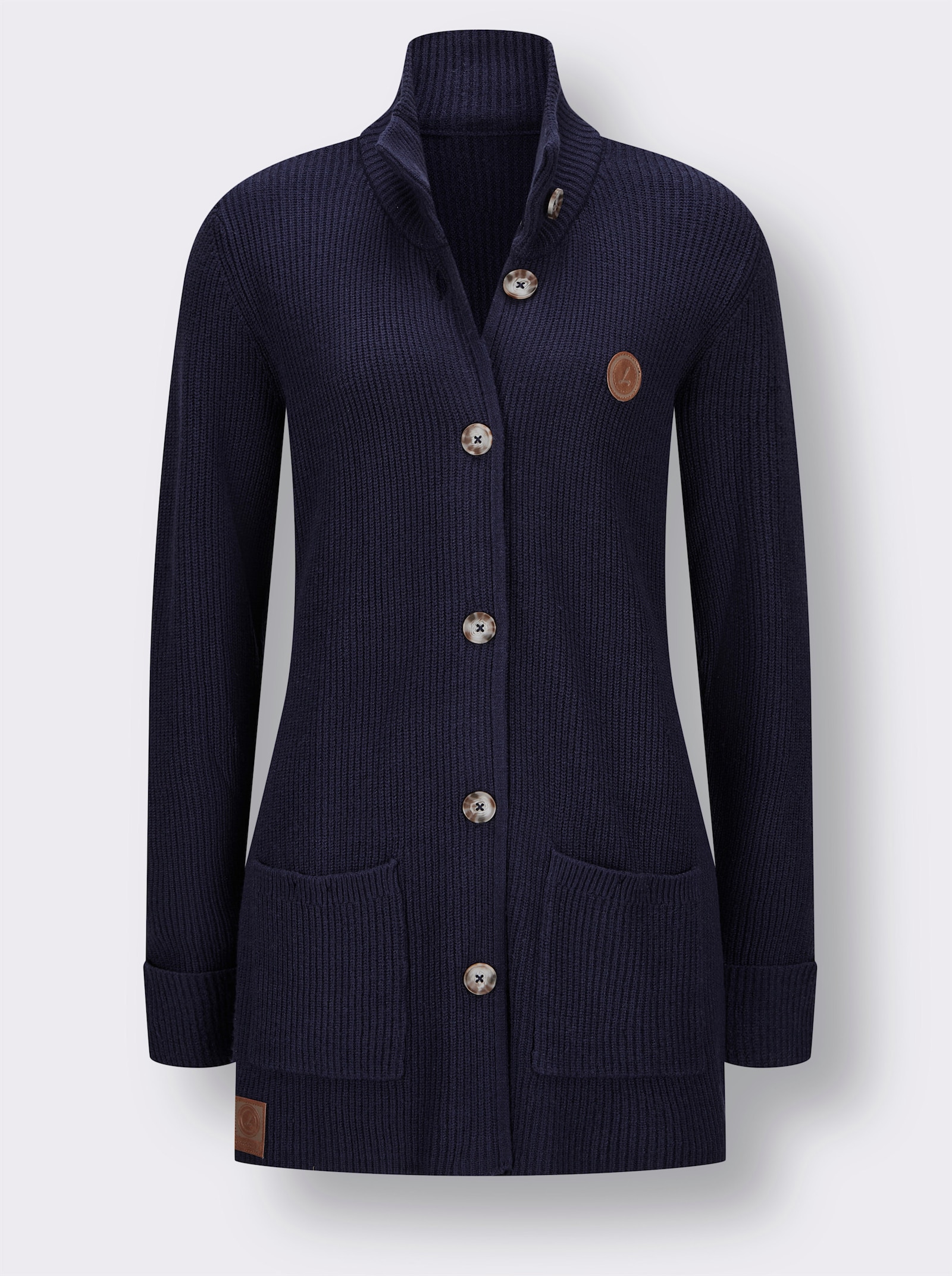 Lang vest met opstaande kraag - marine