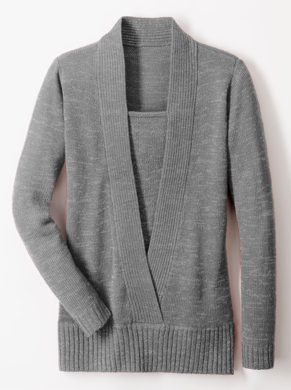 2-in-1-Pullover - grau-meliert