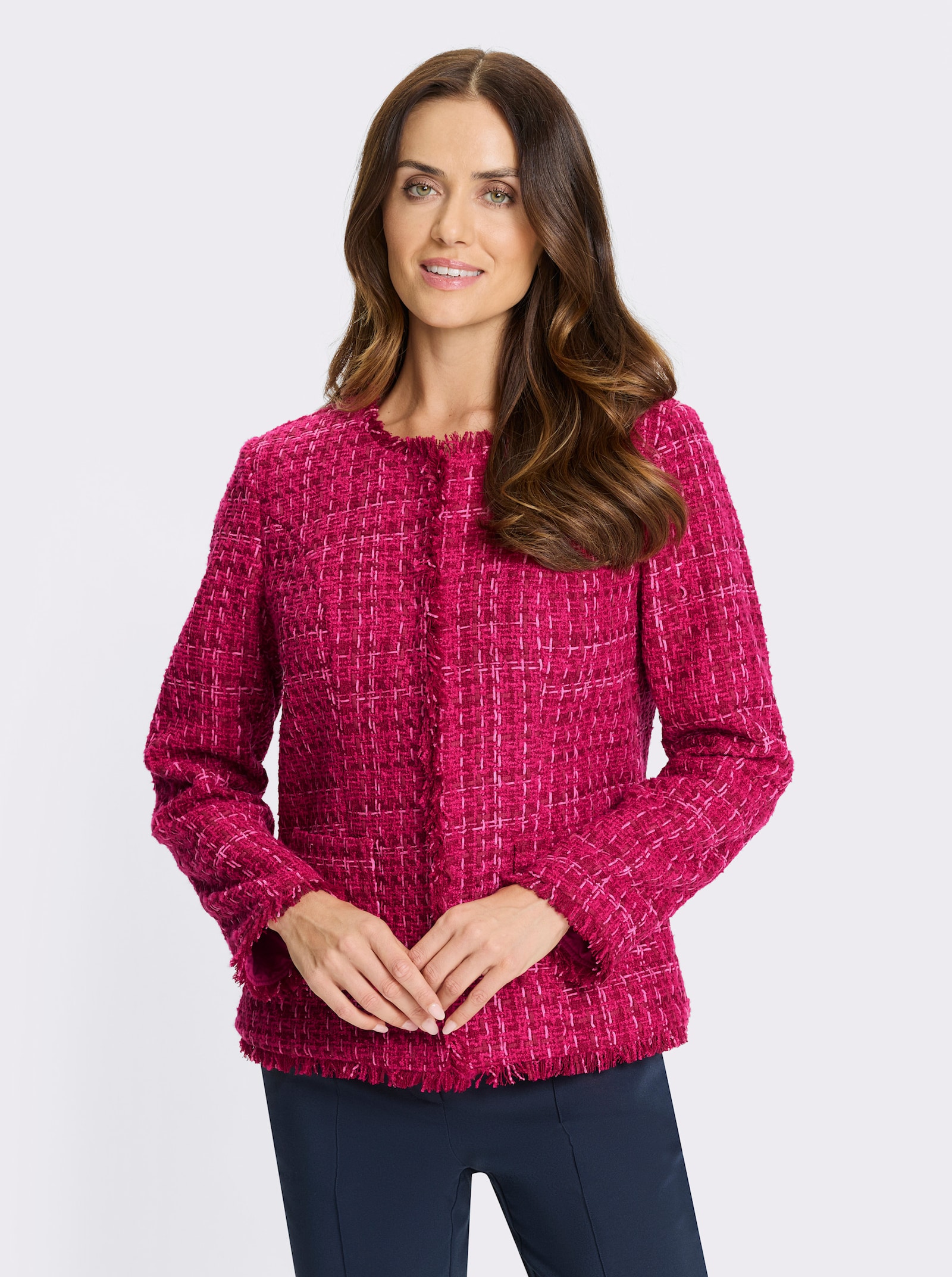 heine Blazer in Bouclé-Qualität - fuchsia-kirsche-meliert