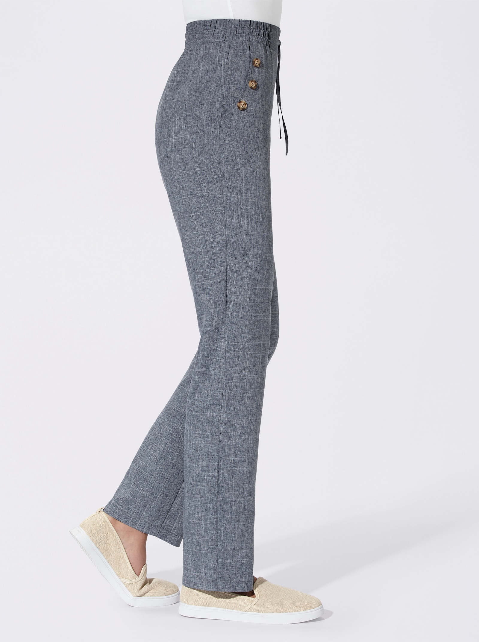 Broek in linnenlook - jeansblauw