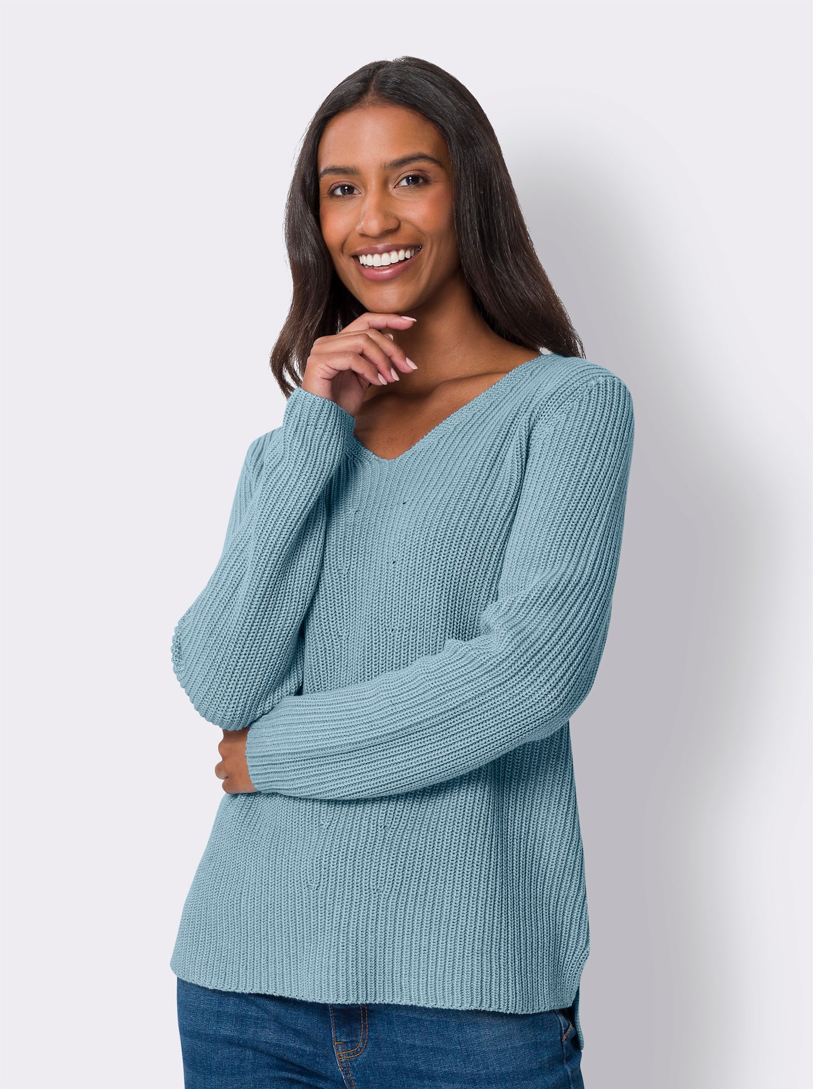 heine Pullover im Rippenstrick - aqua