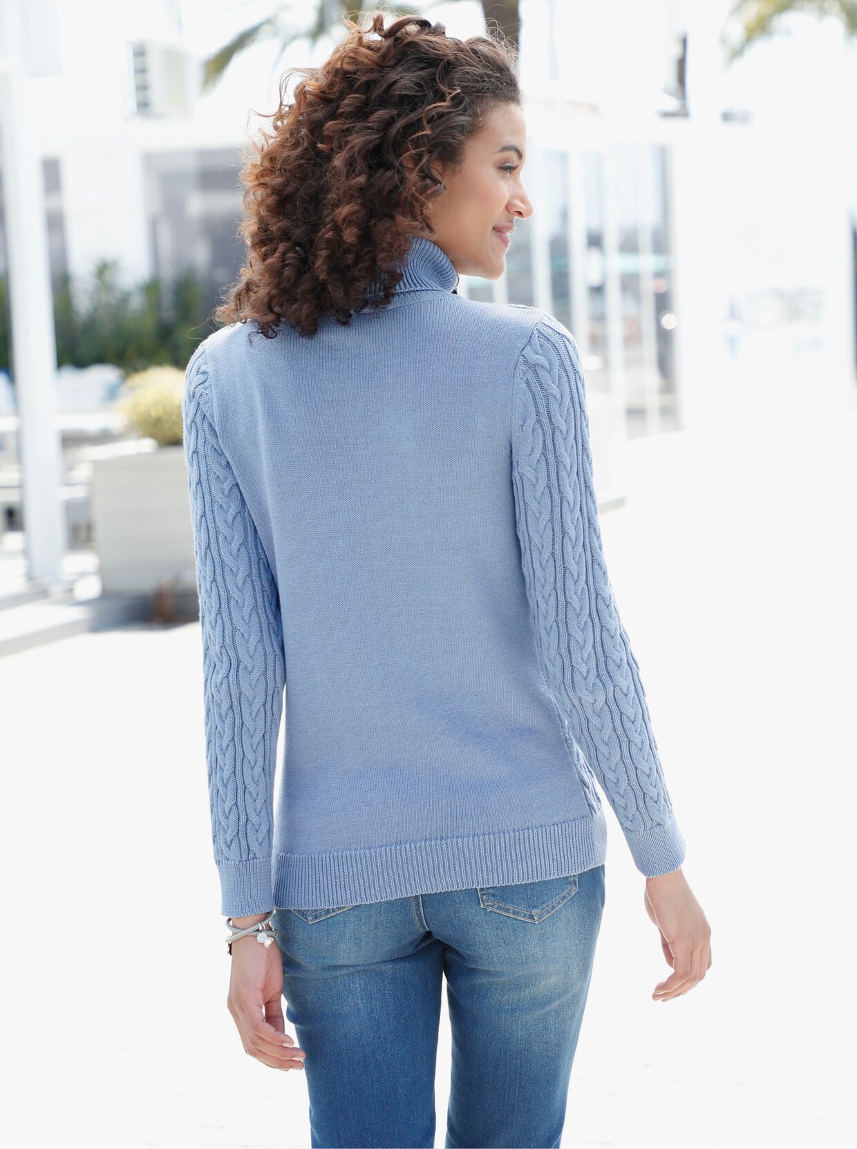Rollkragenpullover - taubenblau