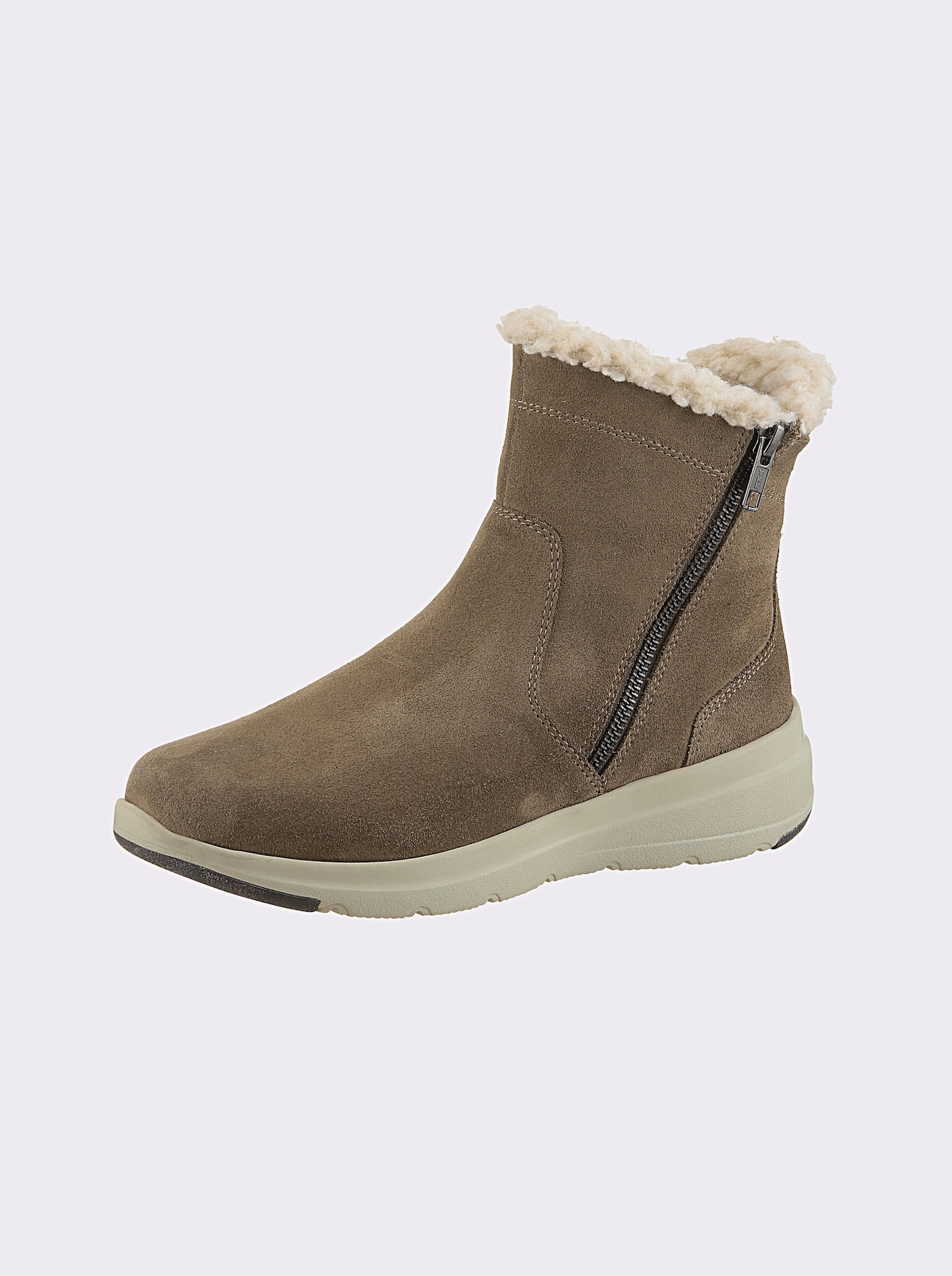 airsoft modern+ Enkellaarsje met dubbele ritssluiting - beige