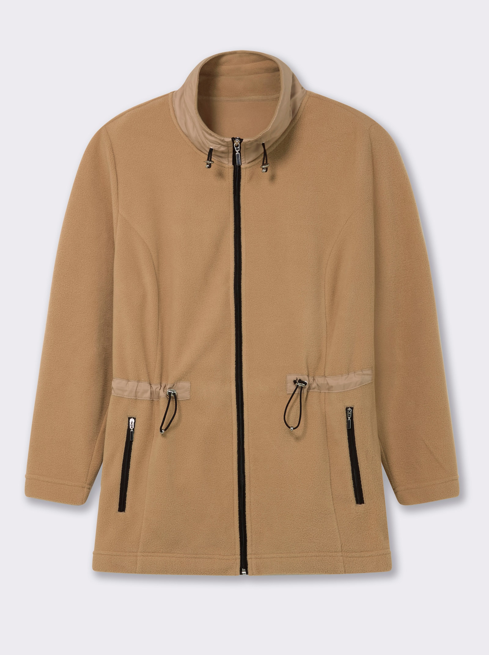 Fleecejacke mit Tunnelzug in der Taille - camel