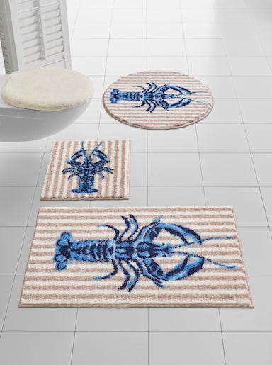 Grund Badematte - beige-bleu-gemustert