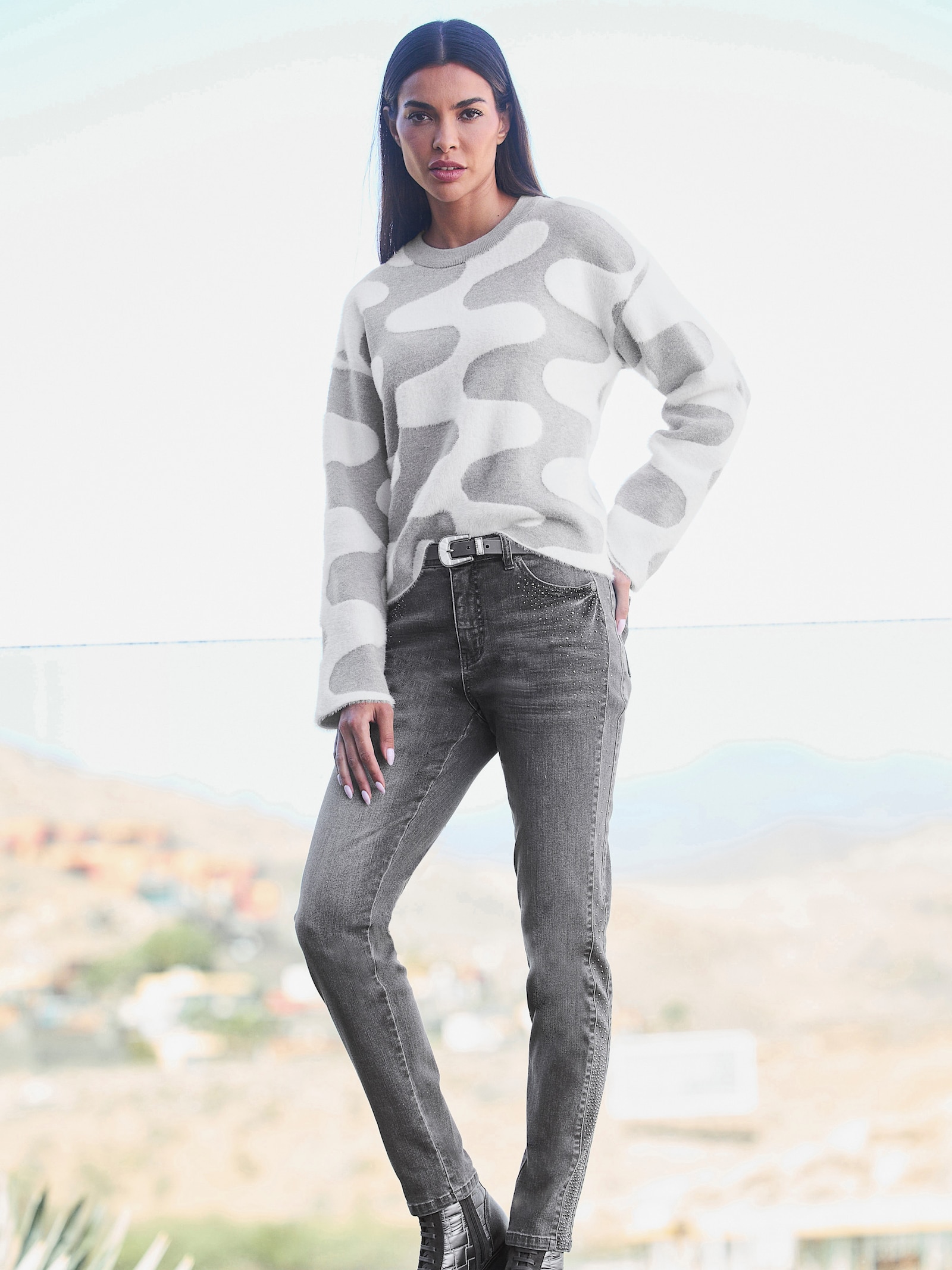 heine Jeans in Used-Optik - stone-grey-denim