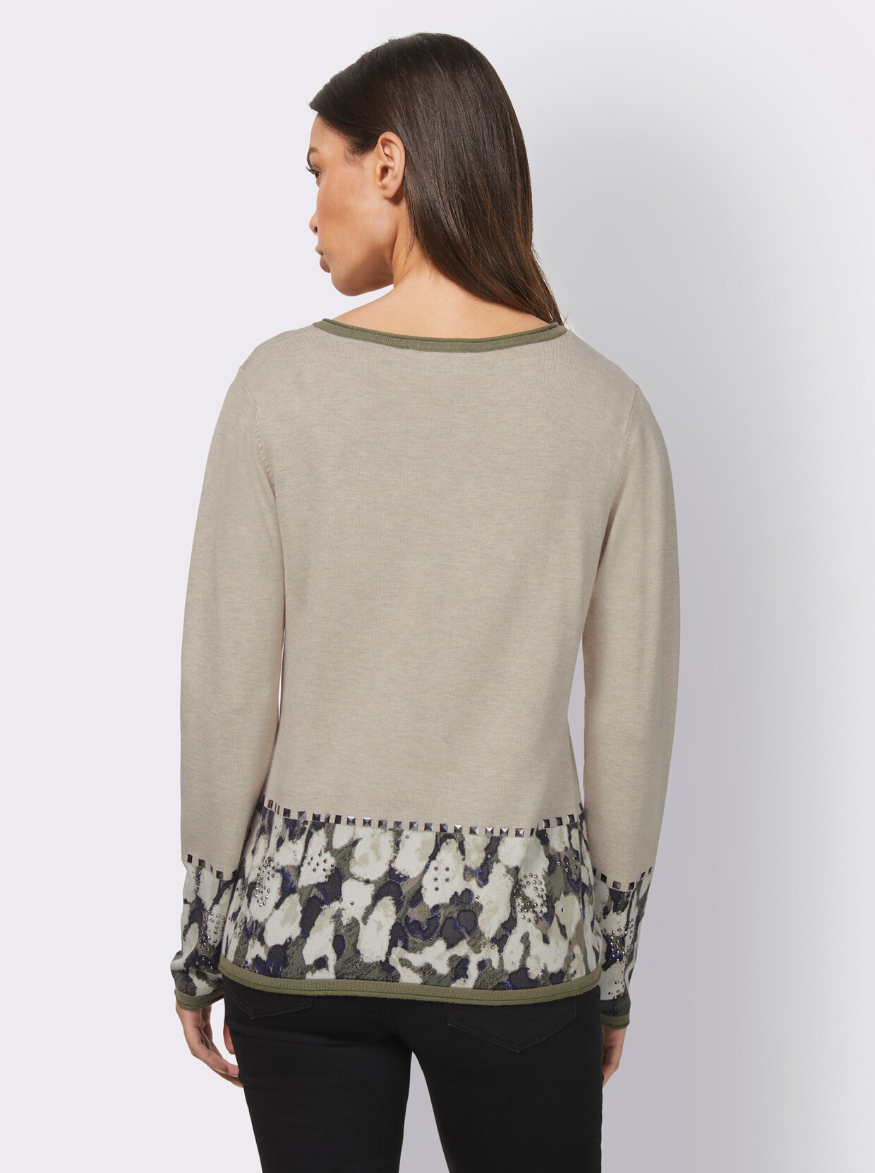 heine Pullover - sand-khaki-bedruckt