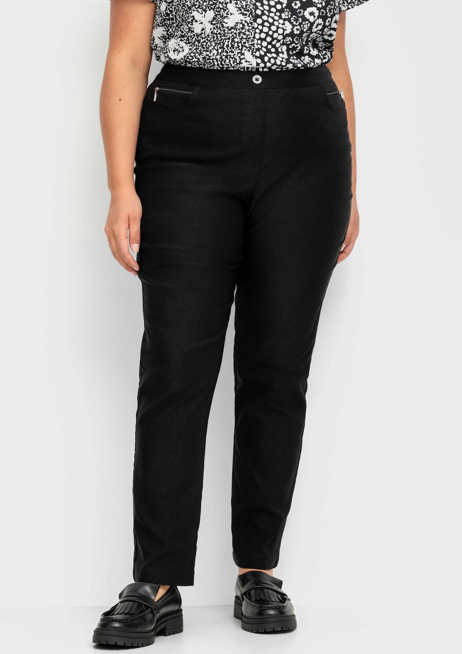 Bengalinhose mit Zierreißverschlüssen - schwarz