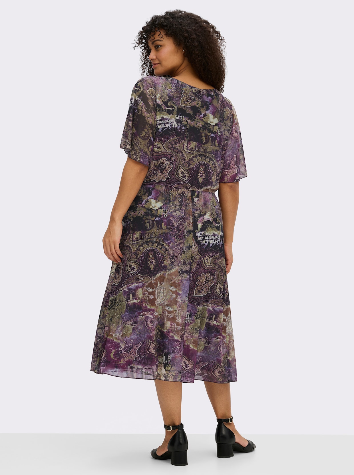 sheego by Joe Browns Druckkleid aus Mesh, mit Paisleyprint - lila-magenta-gemustert