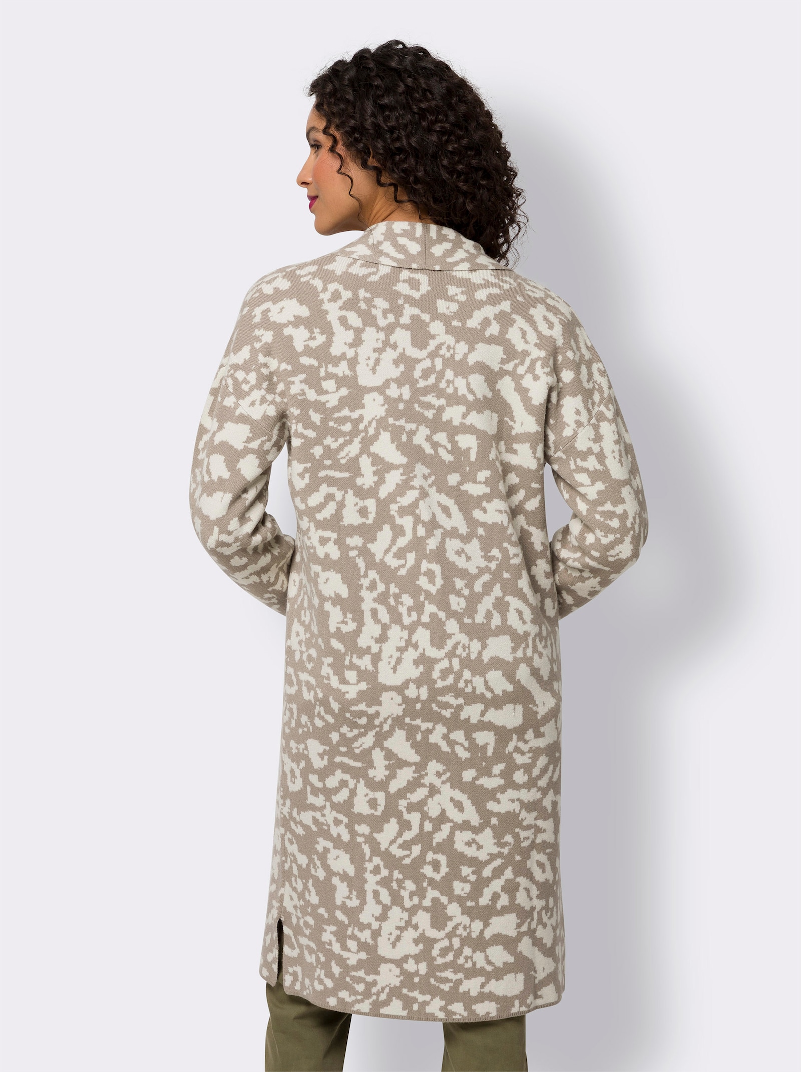 heine Veste en tricot jacquard avec col châle - sésame-couleur ivoire à motifs