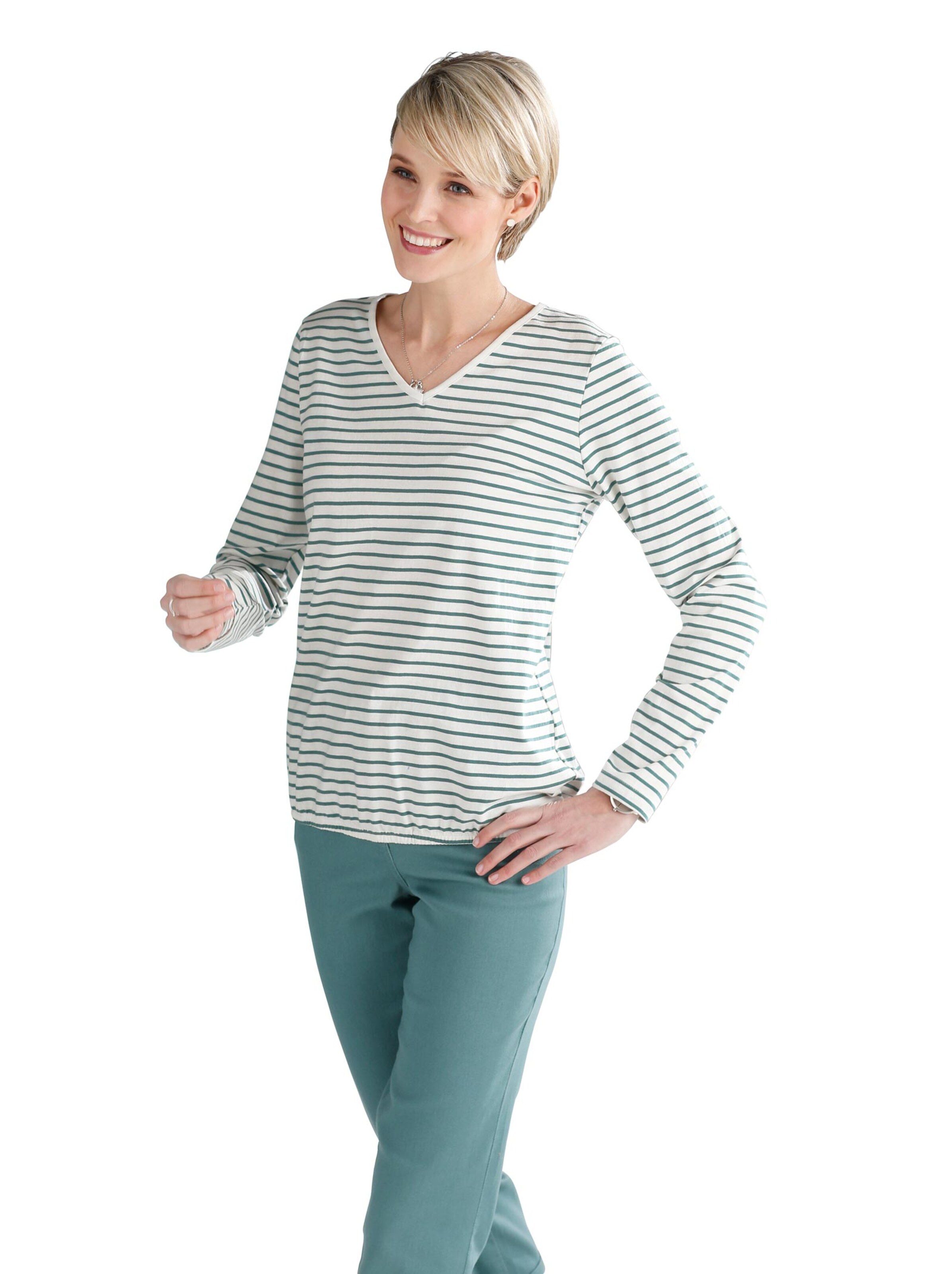 Shirt - weiß-mint-gestreift