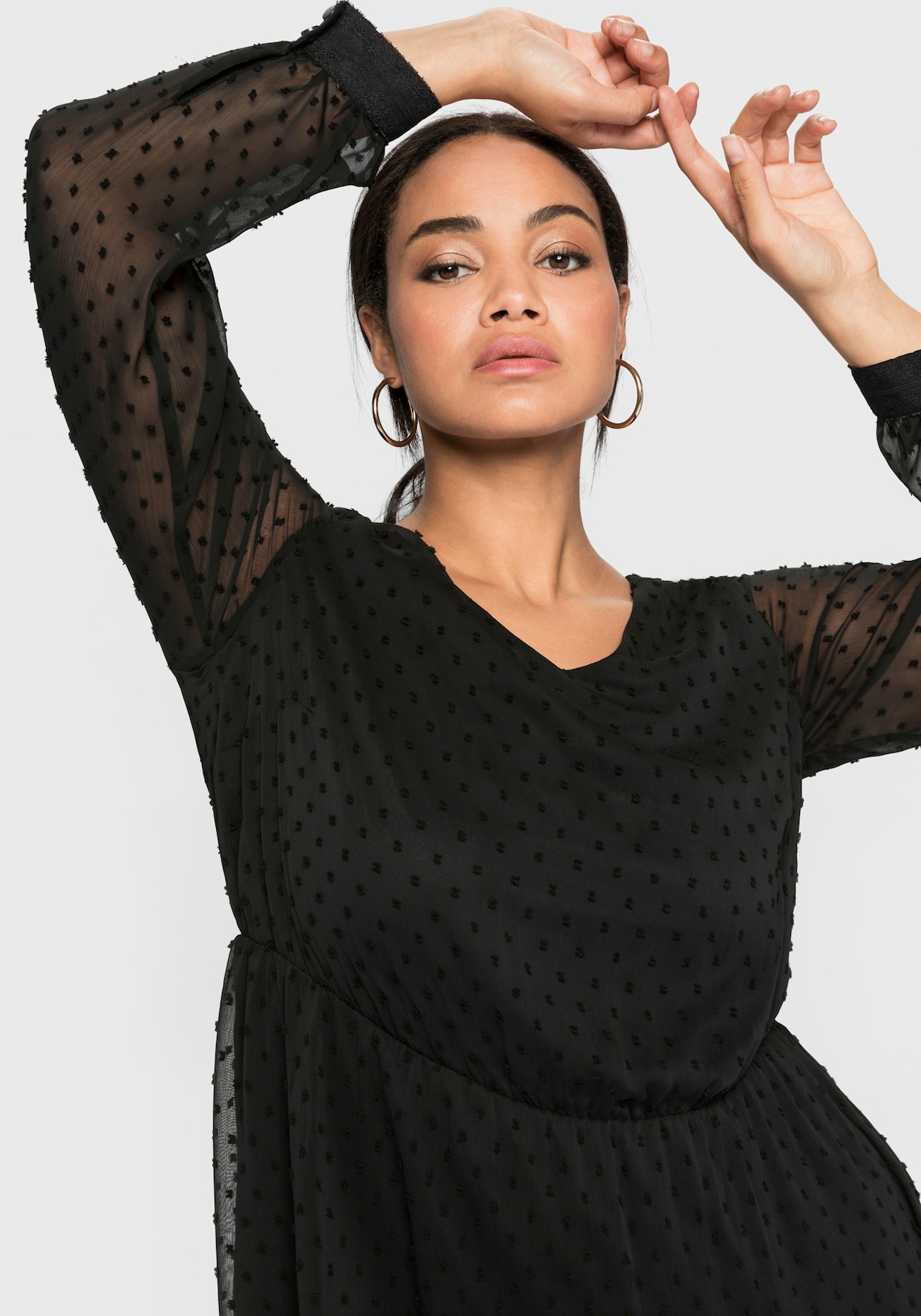 sheego Chiffon jurk - zwart