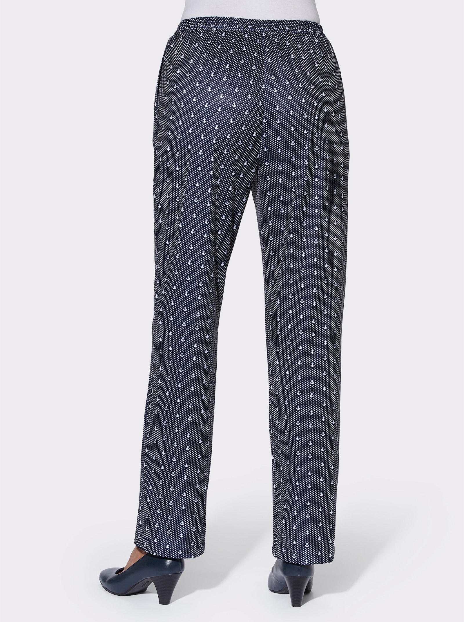 Jerseyhose in Schlupfform - marine-gemustert