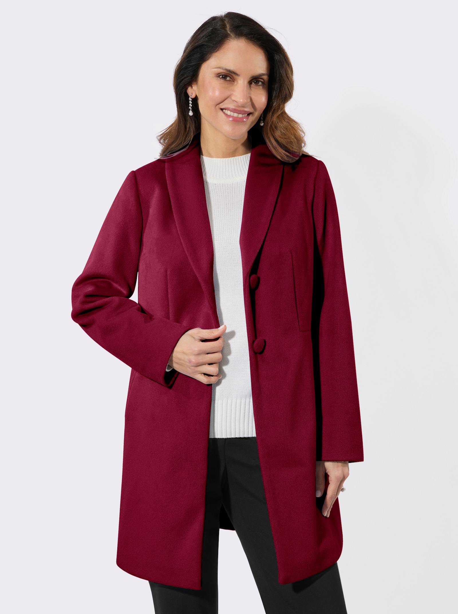 Longjacke mit Reverskragen - dunkelrot