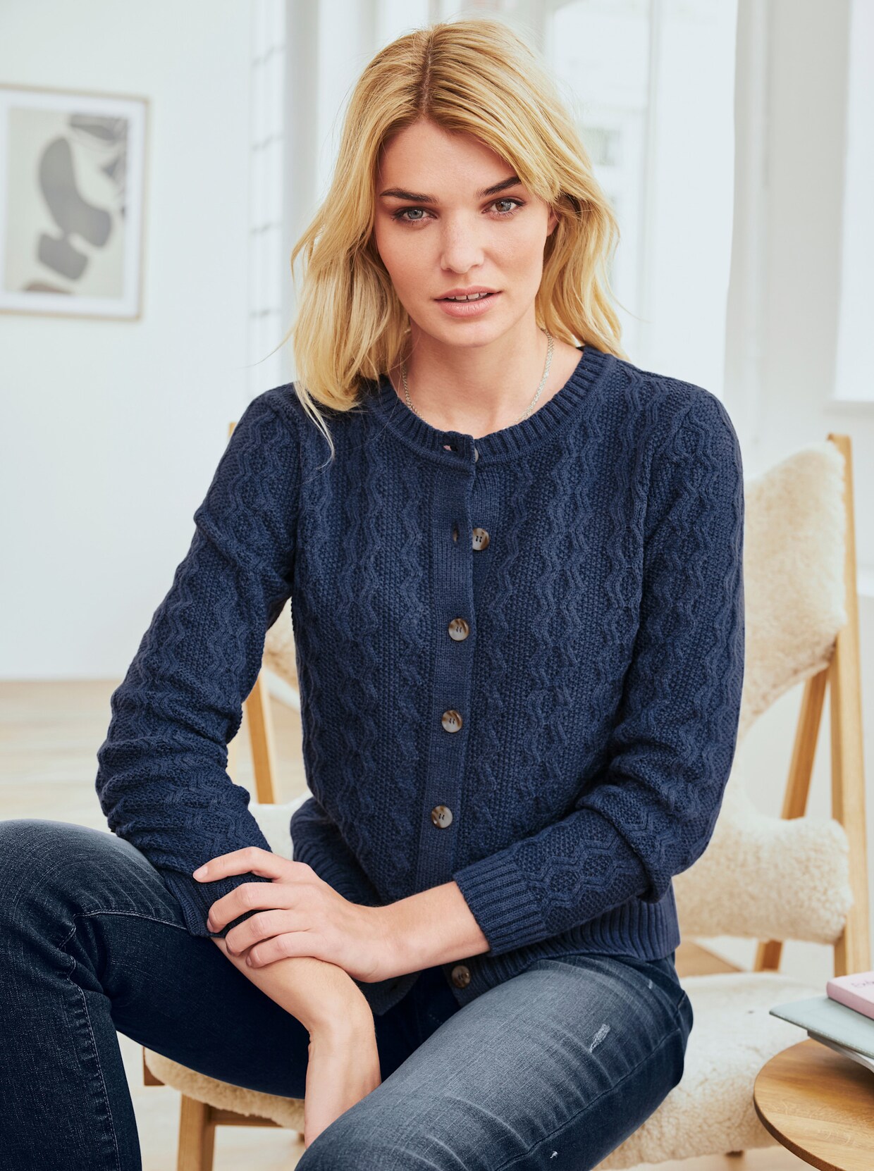 heine Strickjacke - jeansblau