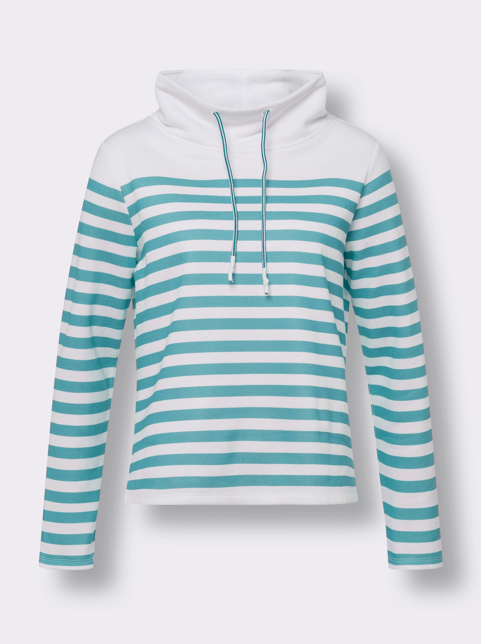 Sweatshirt im Marine-Stil - weiss-ozean-geringelt