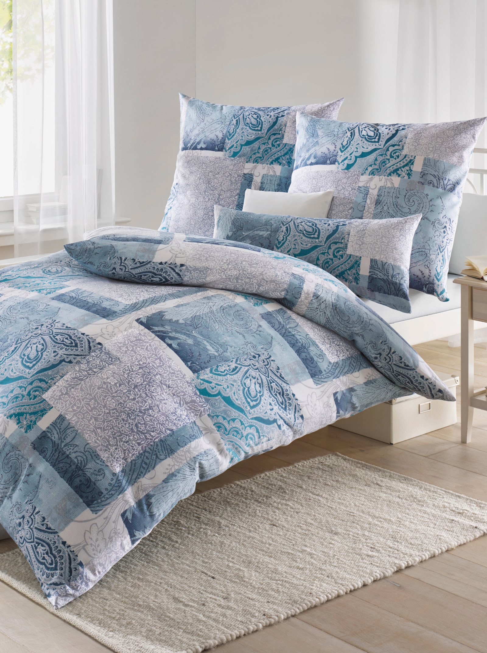 Biberna Bettwäsche - petrol-grau