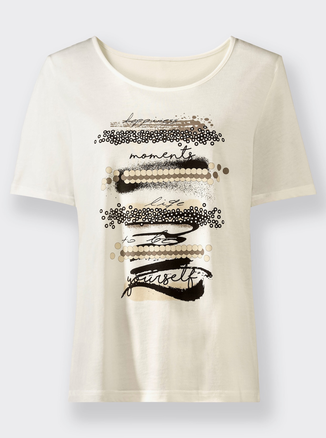 Shirt - ecru/zwart geprint