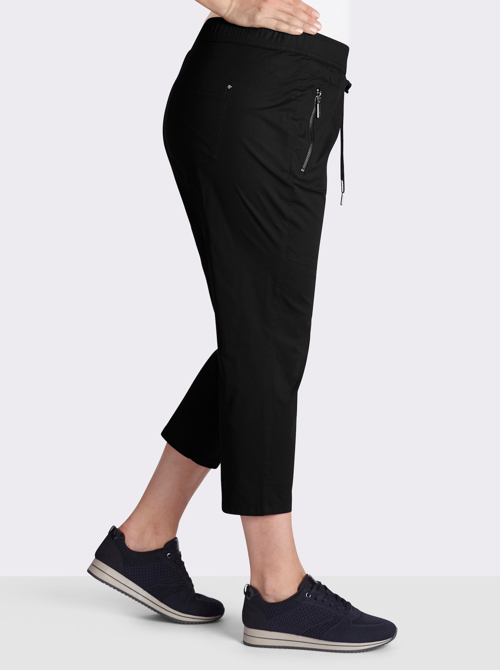  7/8-Hose mit Reißverschluss-Taschen - schwarz