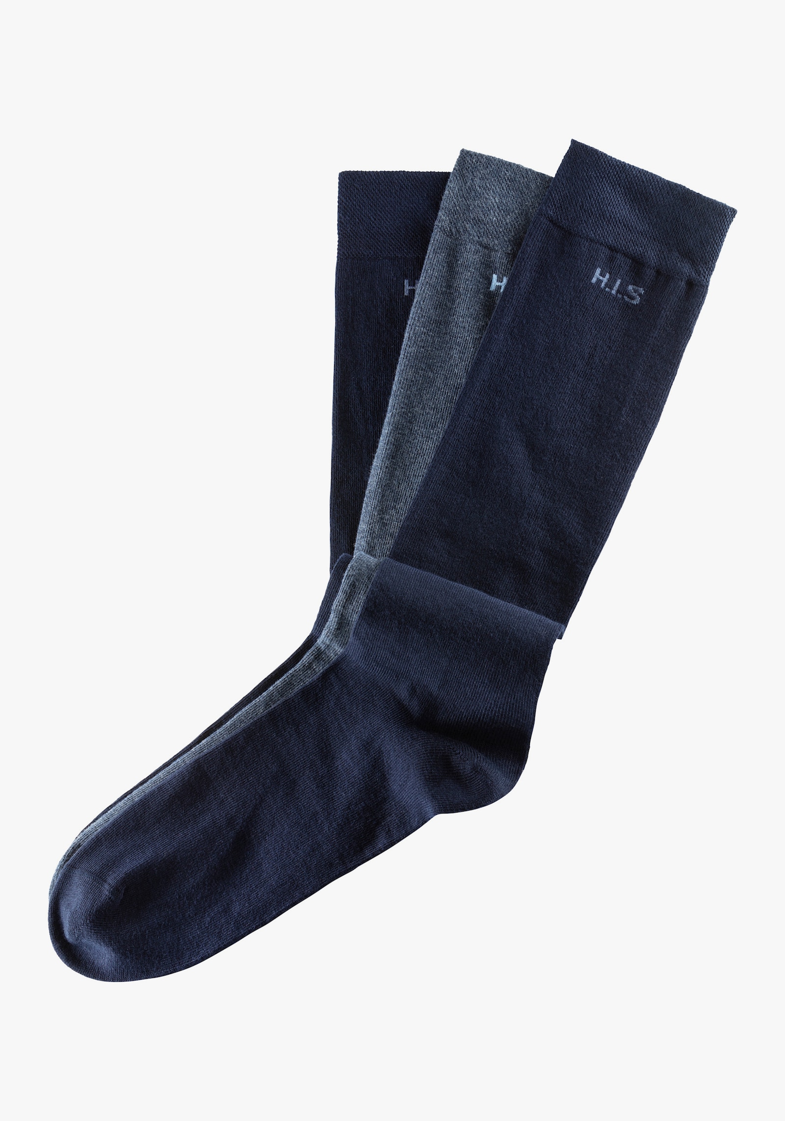 H.I.S Kniestrümpfe - 2x marine, 2x jeans