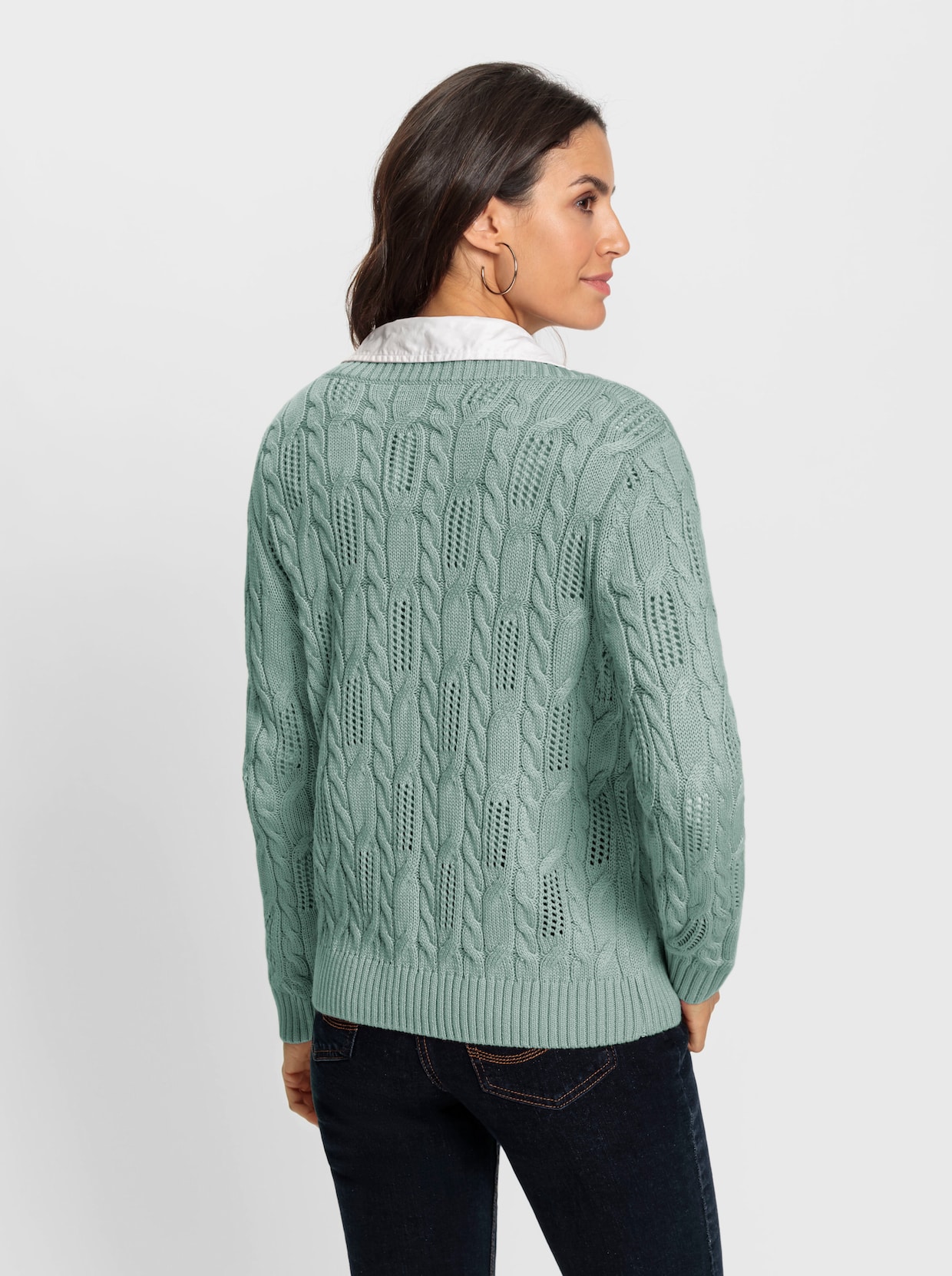 V-Ausschnitt-Pullover - kalkmint