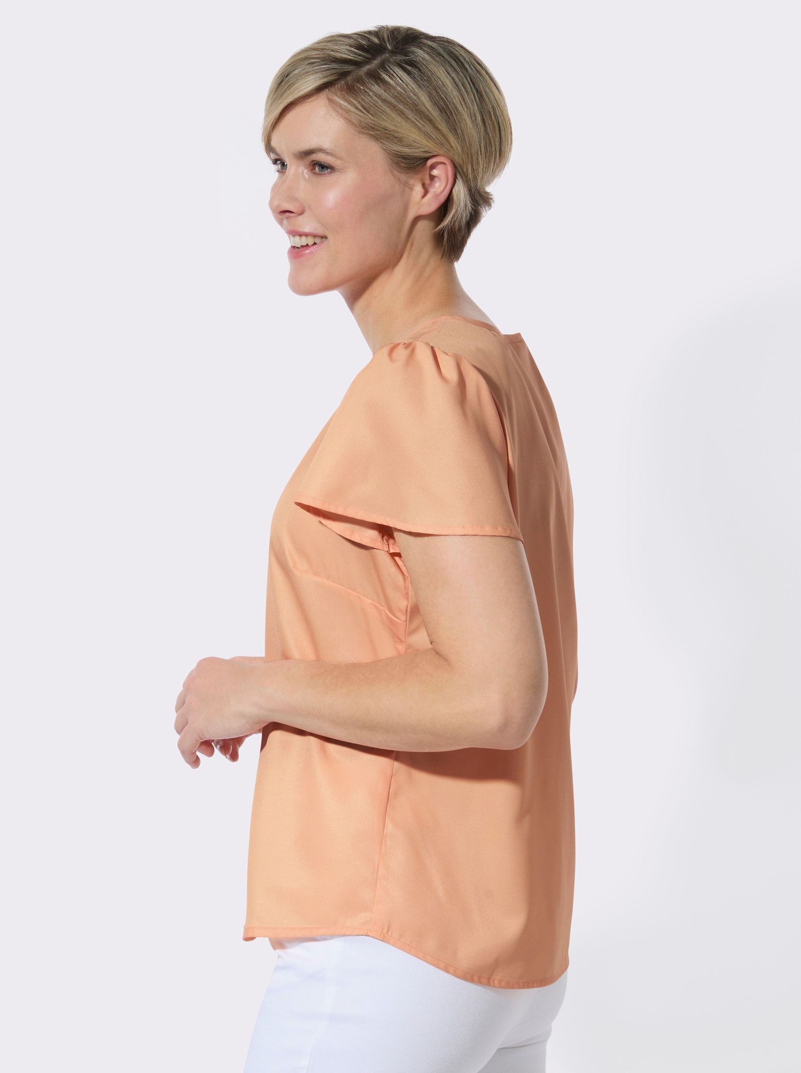 Schlupfbluse mit Flügelärmeln - apricot
