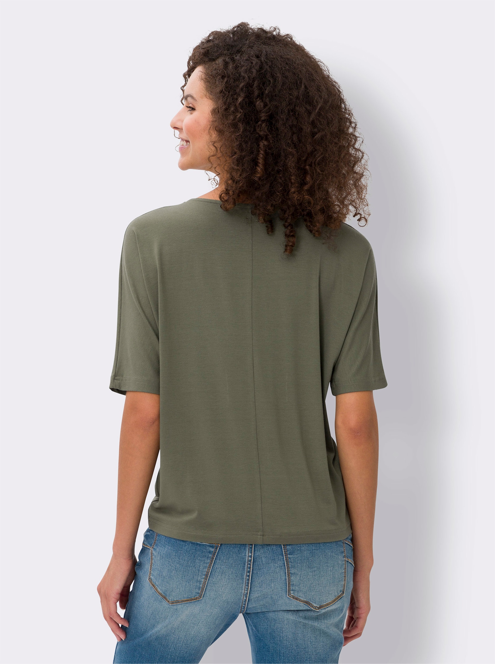 heine Fledermausshirt mit Rundhals-Ausschnitt - khaki