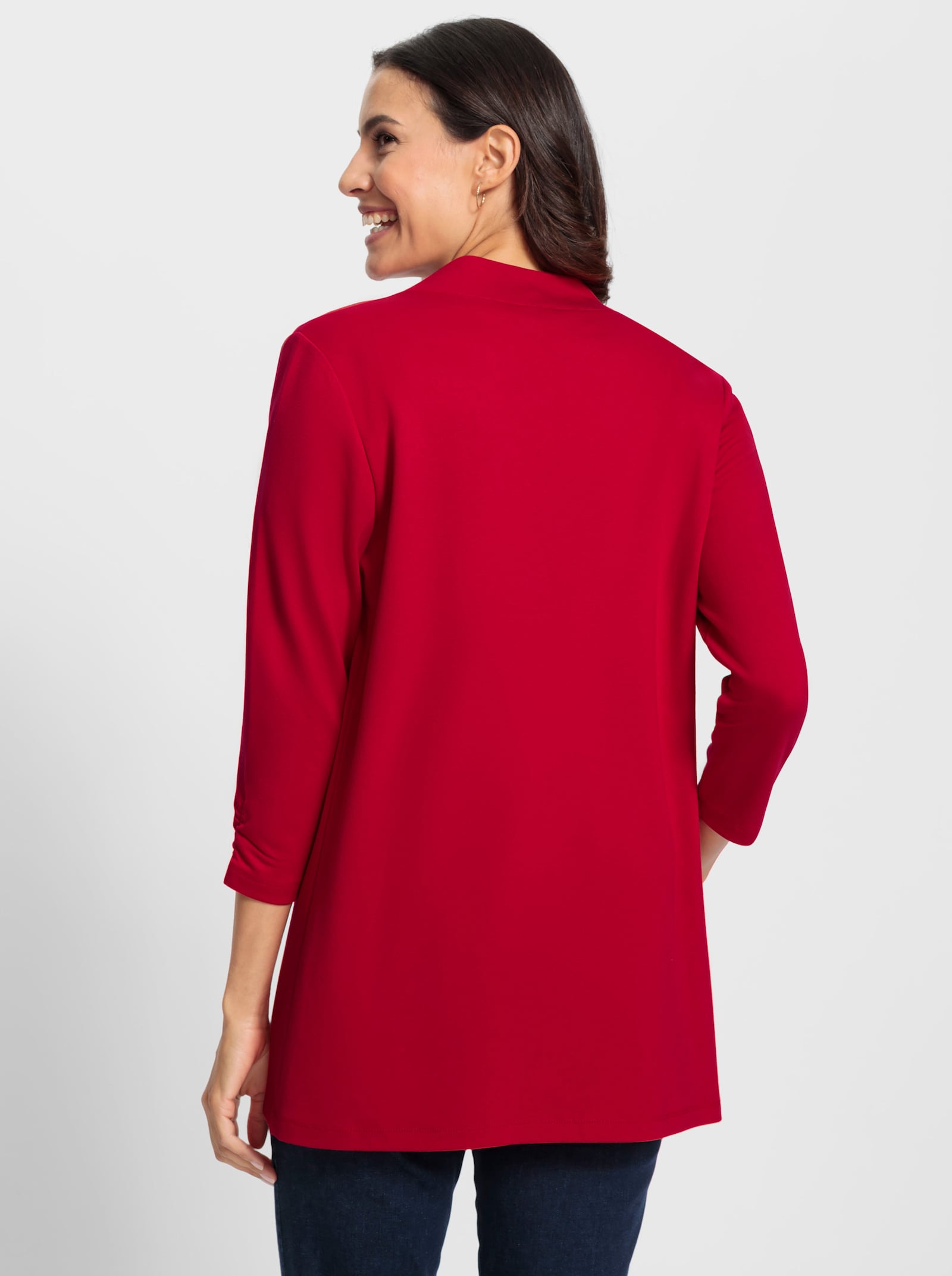 Shirtjacke mit Raffung an den Ärmeln - erdbeere