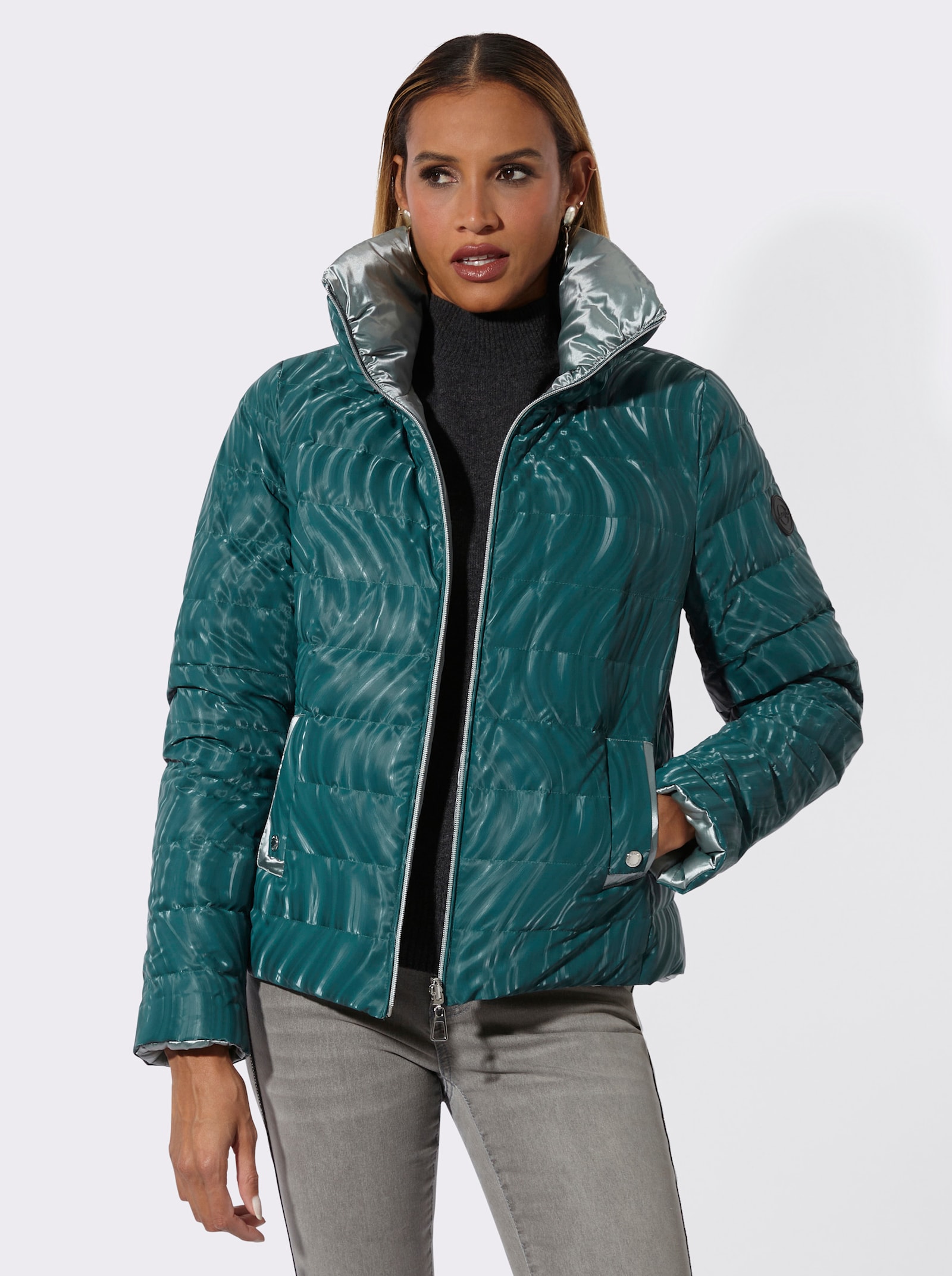 Daunenjacke zum Wenden - petrol