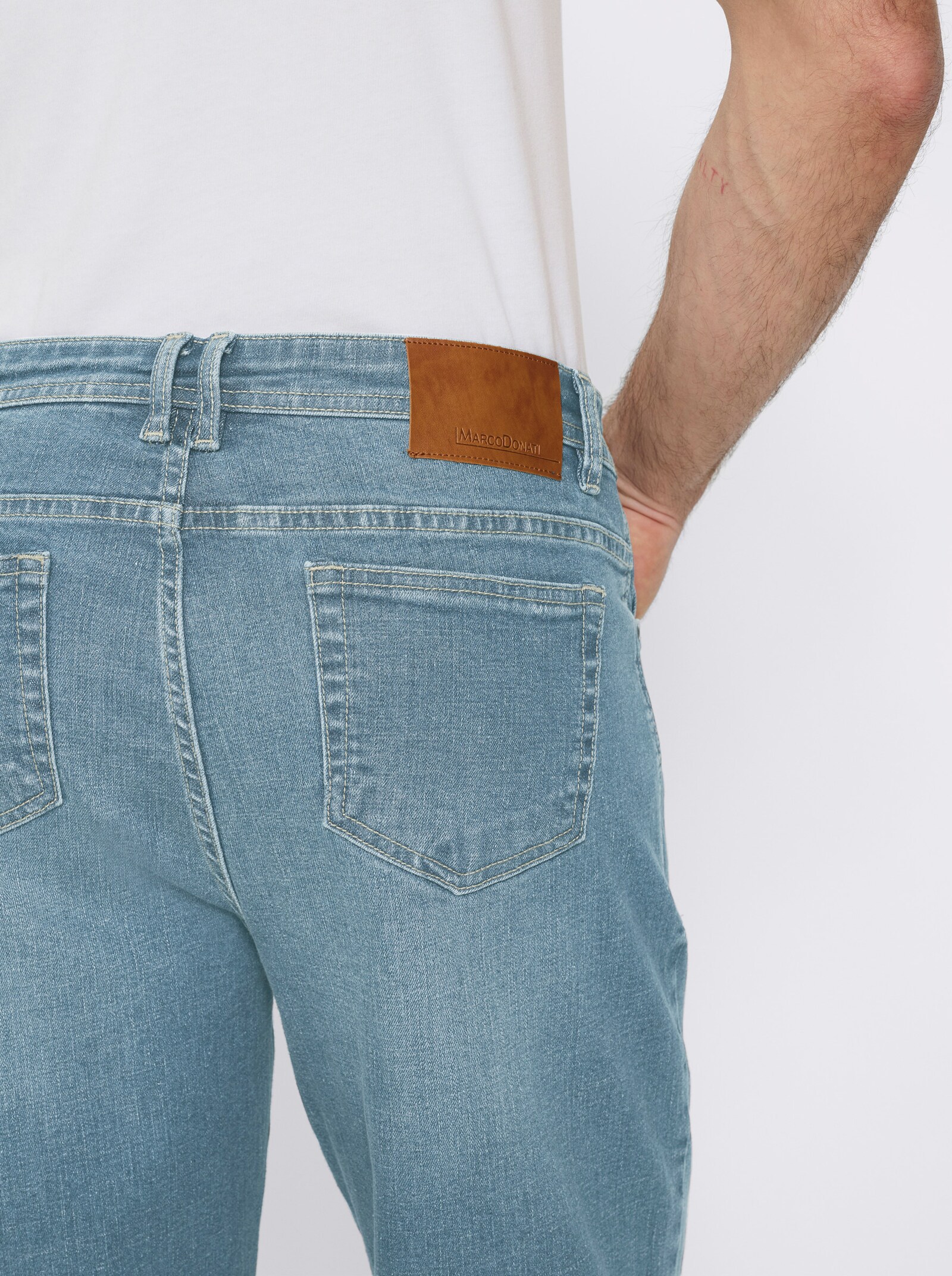 Marco Donati 5-Pocket-Jeans mit kontrastfarbenen Nähten - blue-bleached