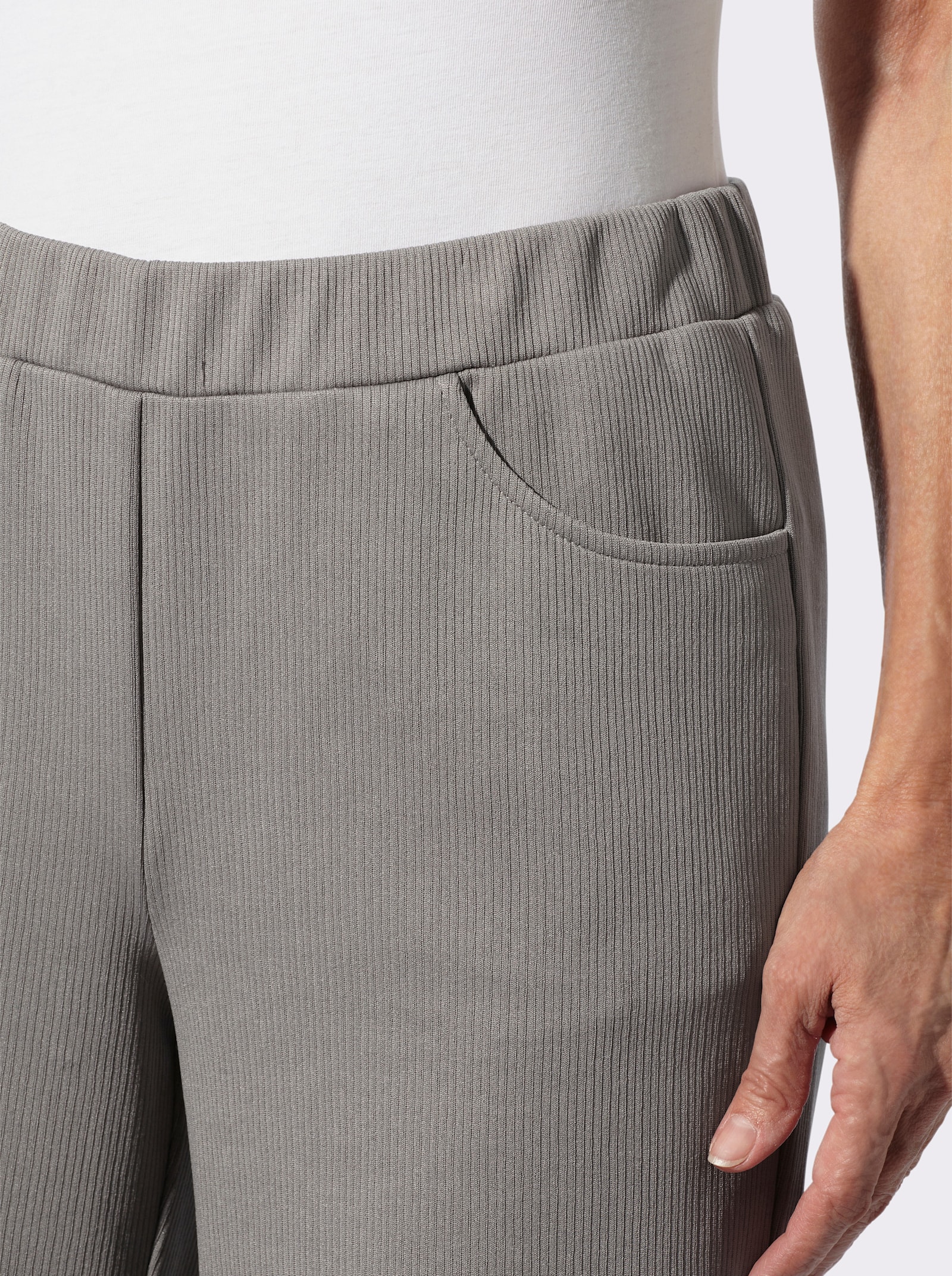 Schlupfhose in Ripp-Optik, pflegeleicht - grau