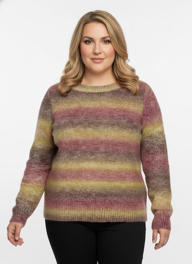 Strickpullover mit Farbverlauf - kirsche-taupe-gemustert