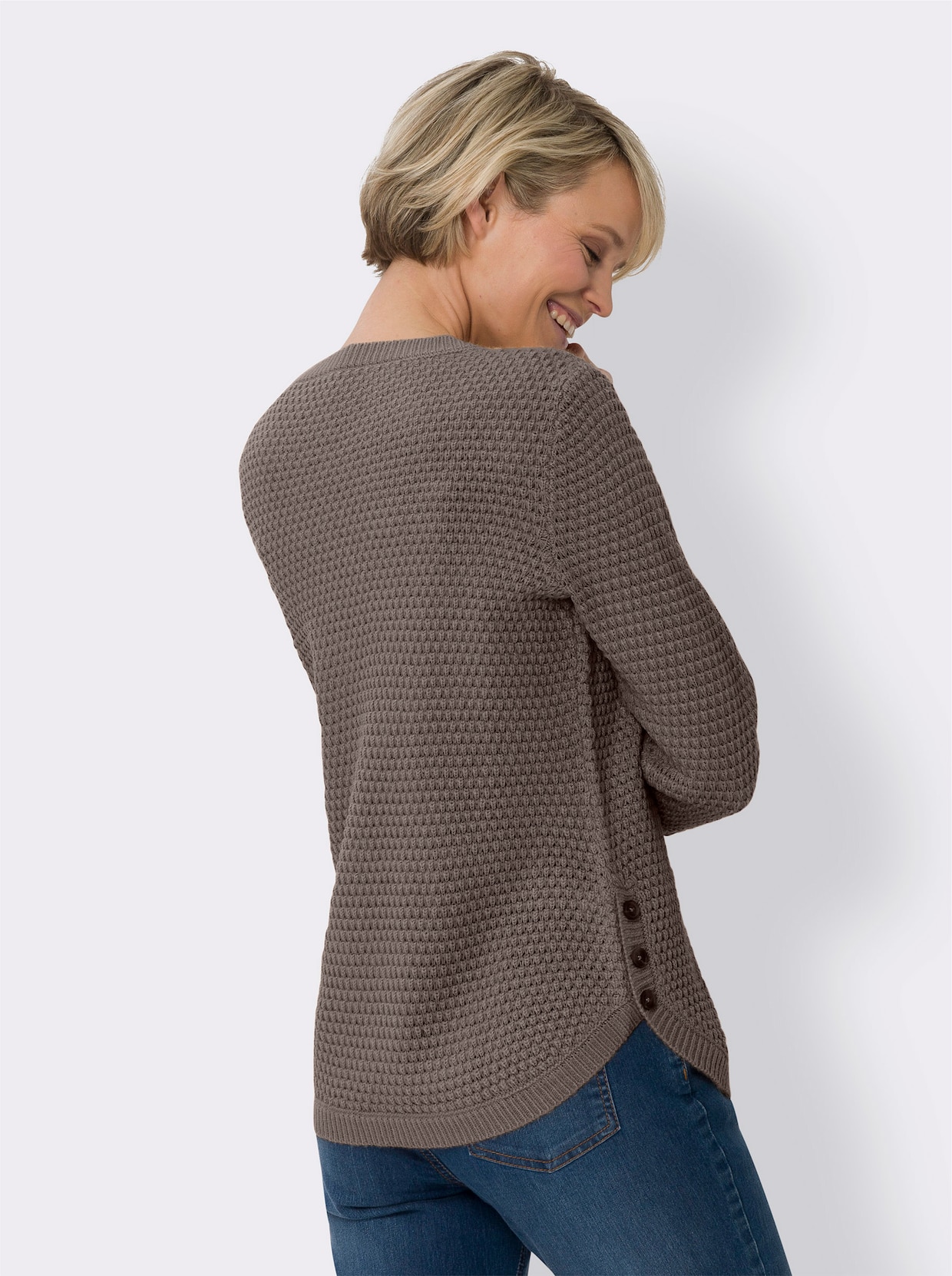 Langarm-Pullover - dunkeltaupe