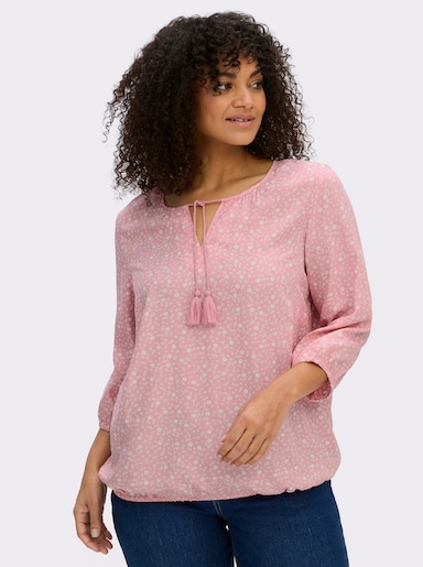 sheego Tunika mit Bindebändern - rosenquarz-ecru-bedruckt