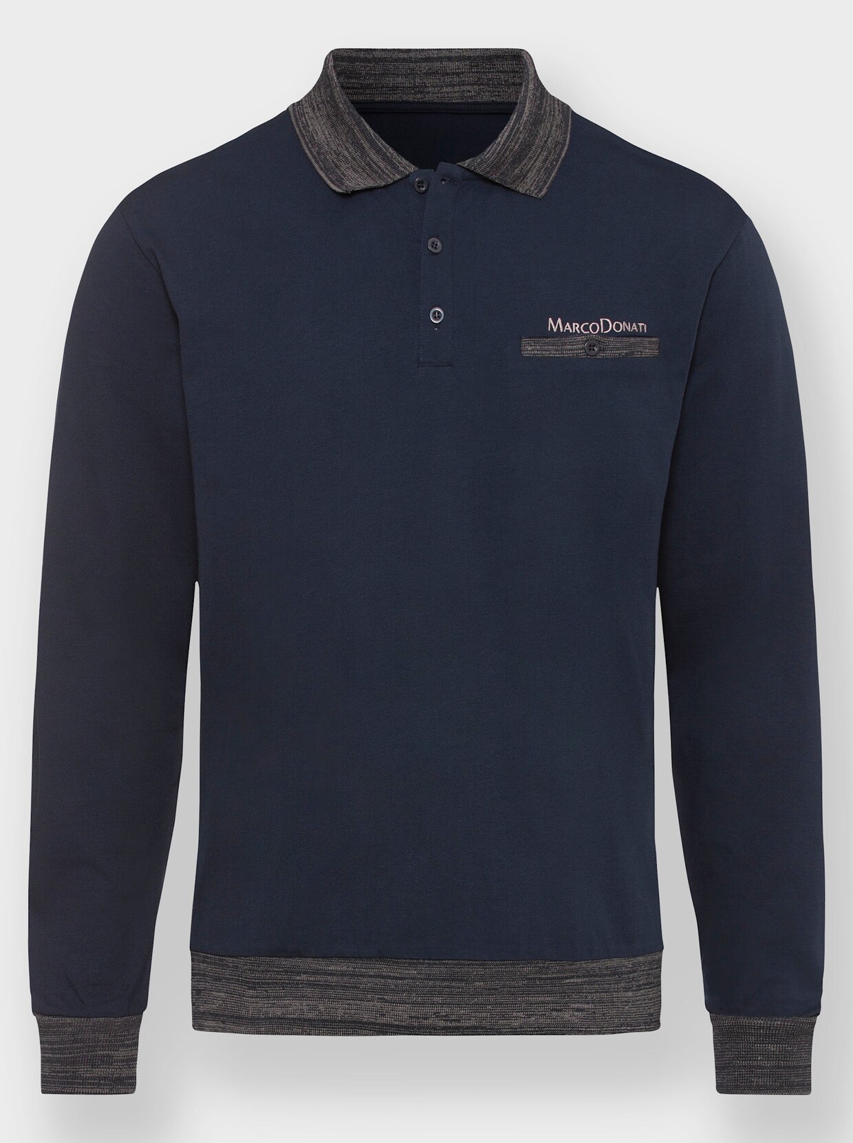 Marco Donati Poloshirt met lange mouwen - marine