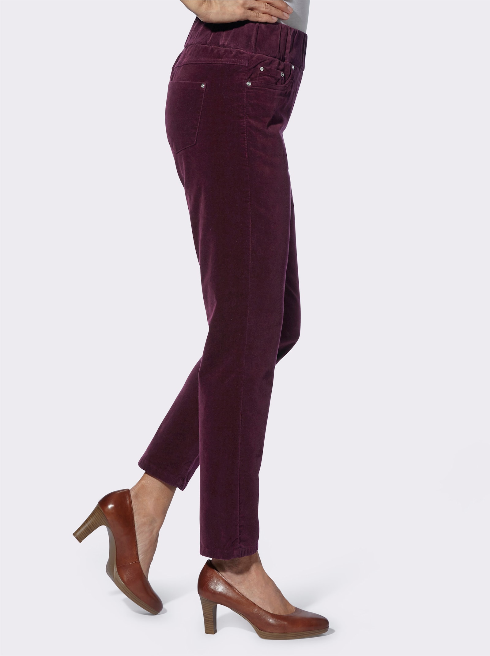 Comfortbroek van fluweel - bordeaux