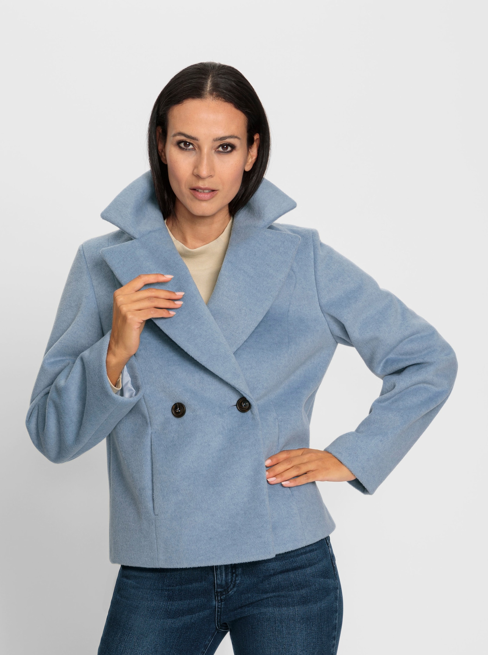 heine Outdoorjack van fluweelzacht materiaal - bleu