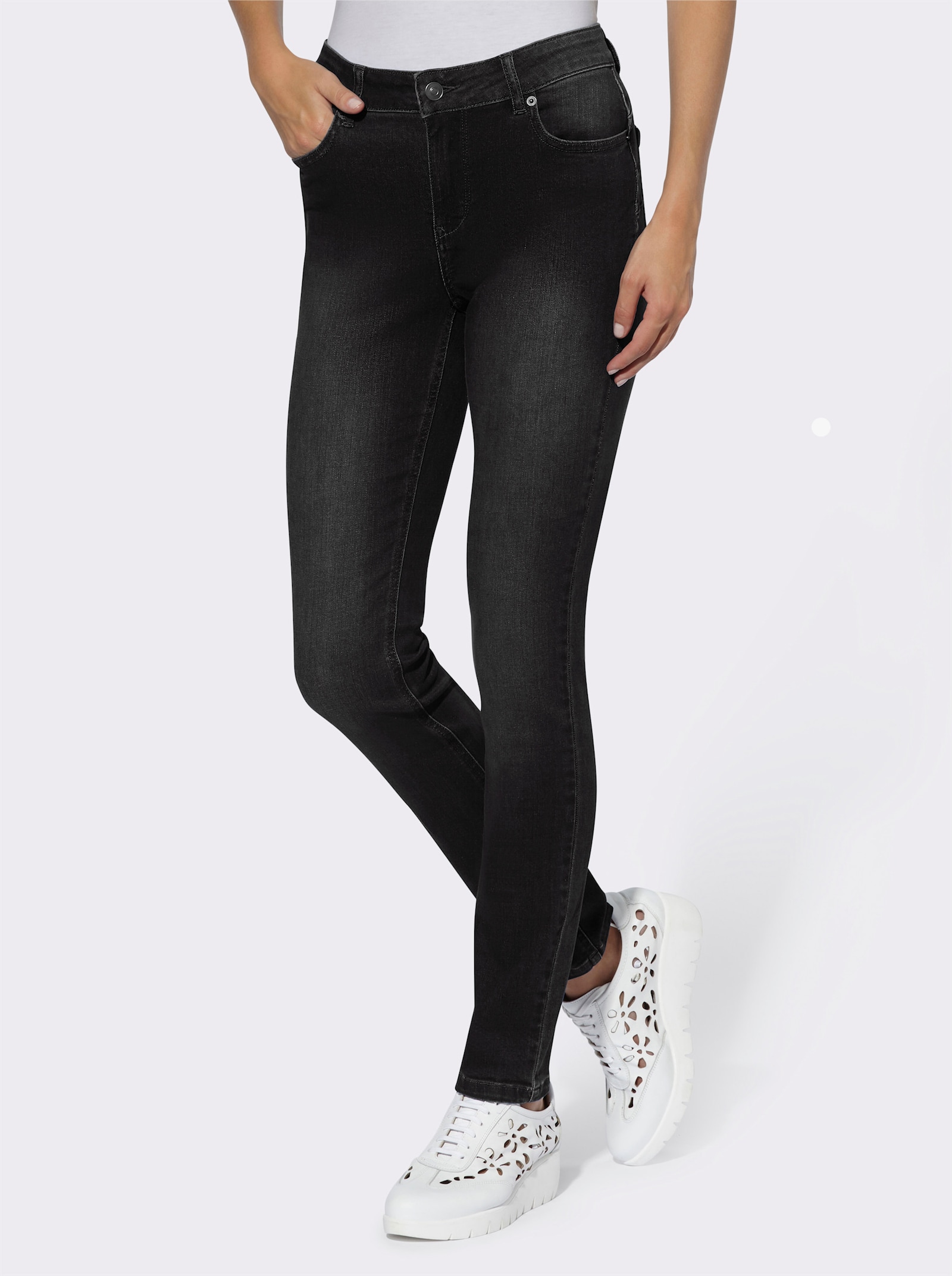 heine Skinny Jeans mit Bauchweg-Effekt - black denim