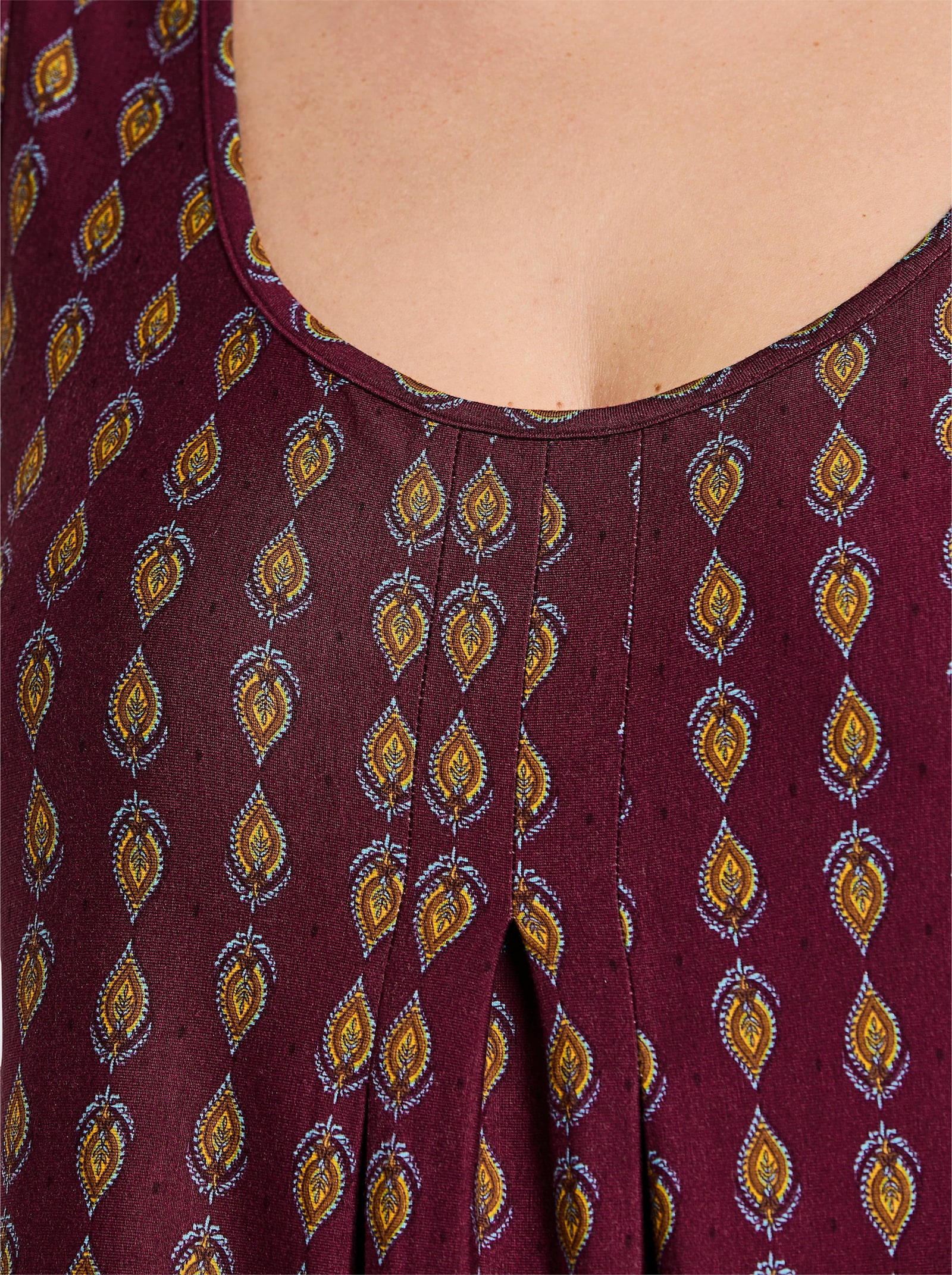 sheego Druckkleid mit Biesen - bordeaux-burgund-bedruckt
