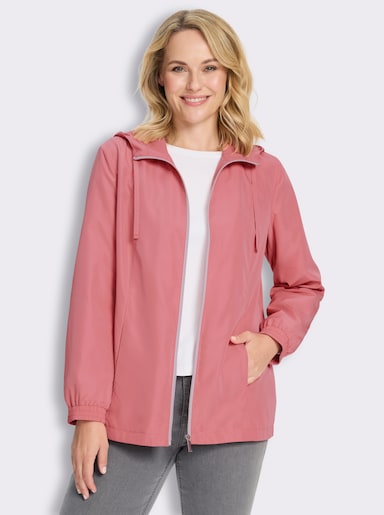 Jacke mit Teilungsnähten und Kapuze - flamingo