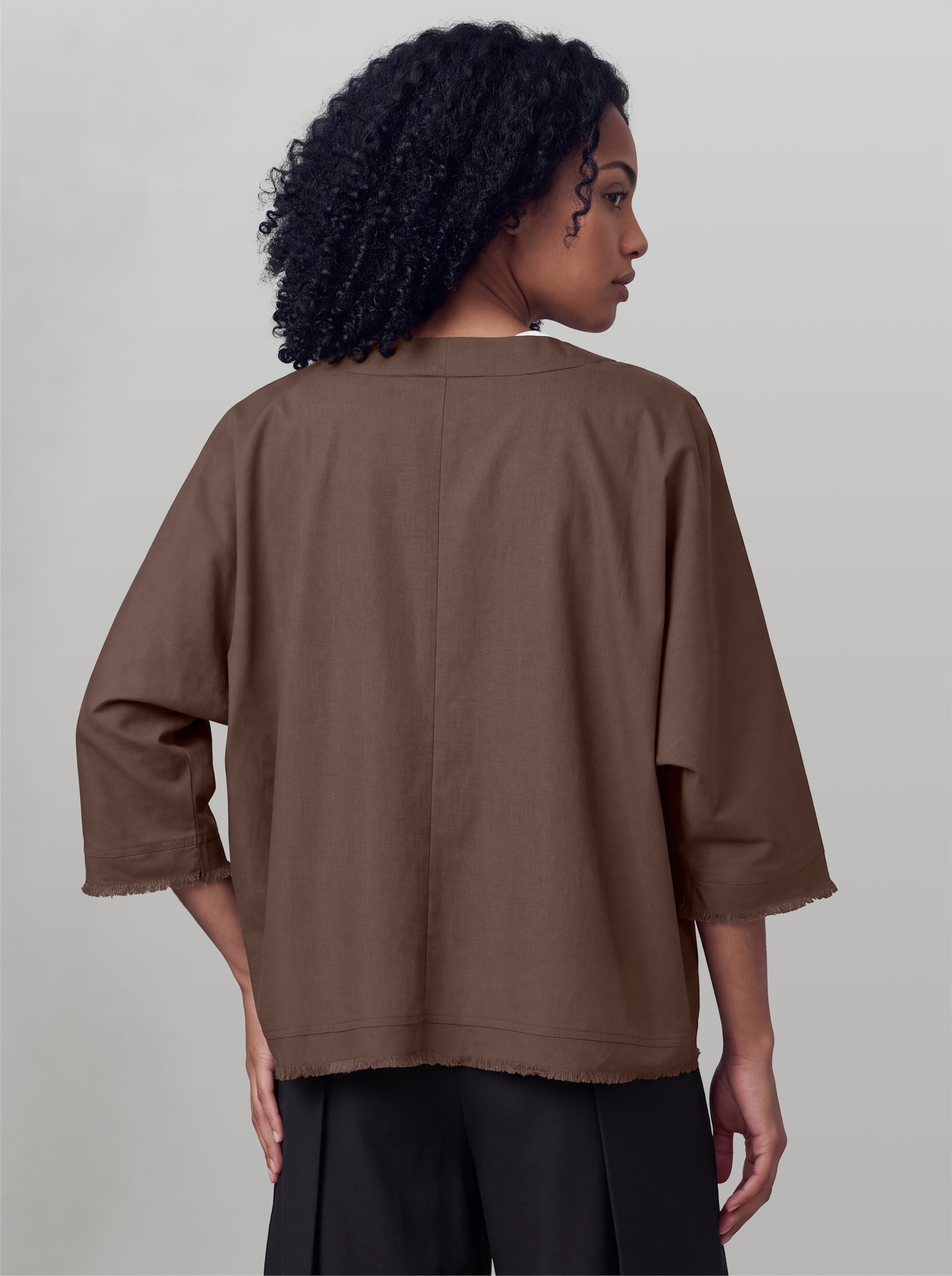 heine Blusenjacke mit Fransenborte - schoko