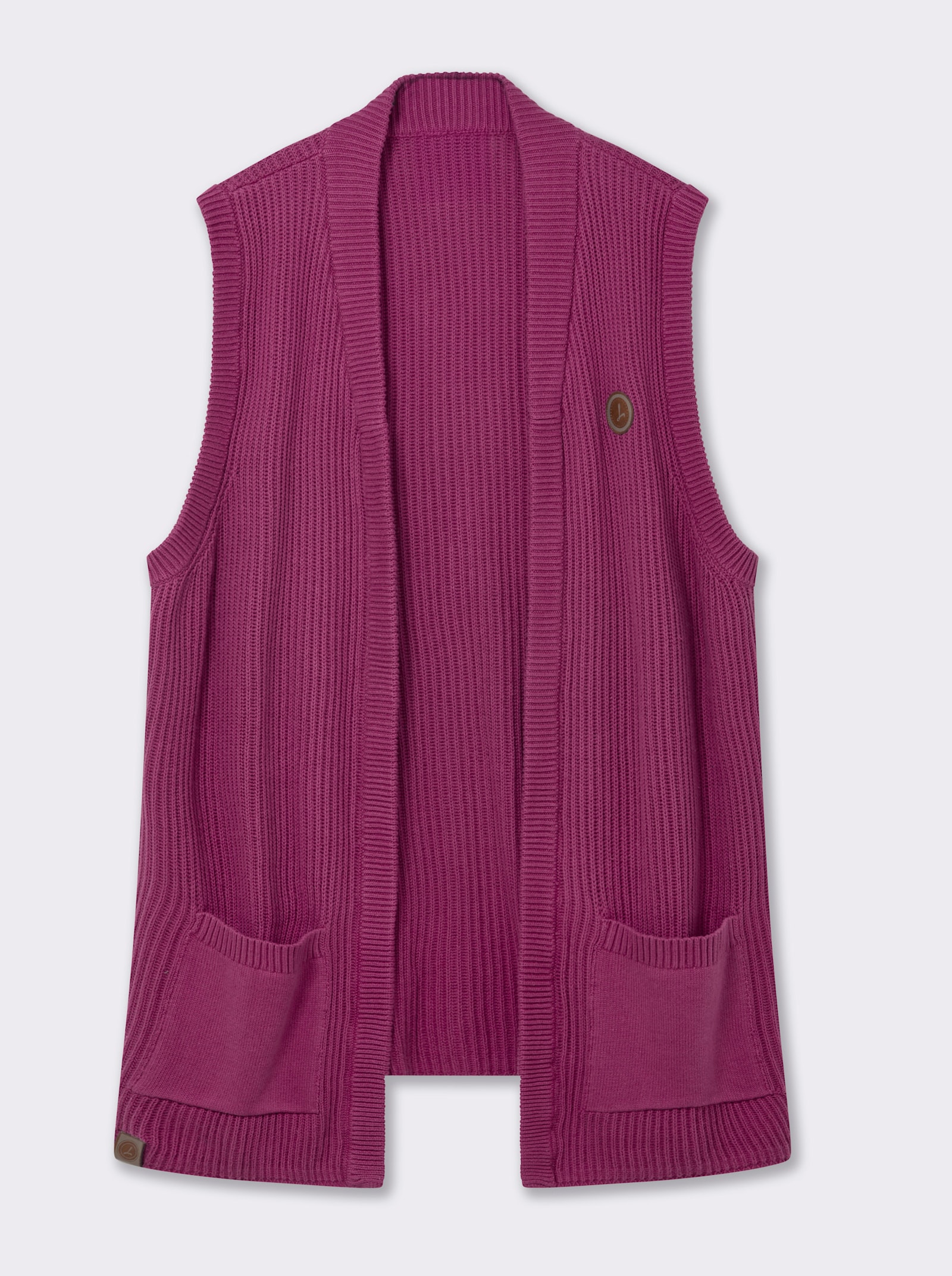 Strickweste in Longform, gerippt - erika