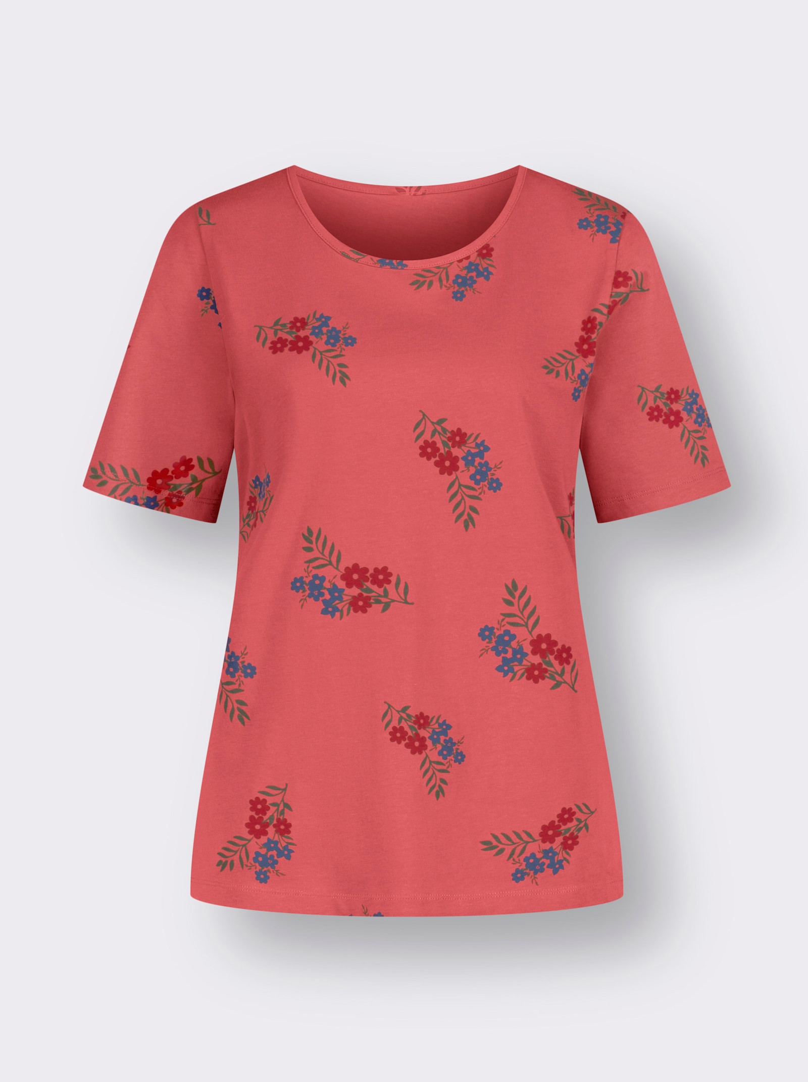 Shirt met korte mouwen en bloemenprint - grapefruit