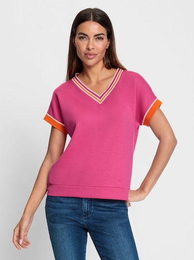 heine Kurzarmshirt mit dezentem Glanz - fuchsia-orange