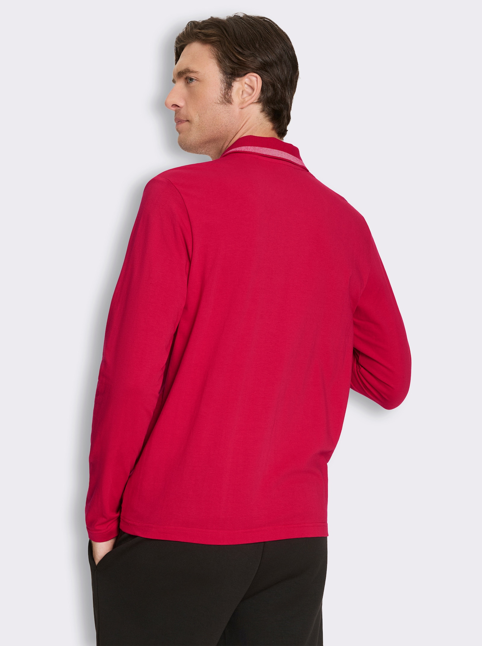 Catamaran Sports Langarm-Poloshirt mit Jacquard-Einsätzen - rot