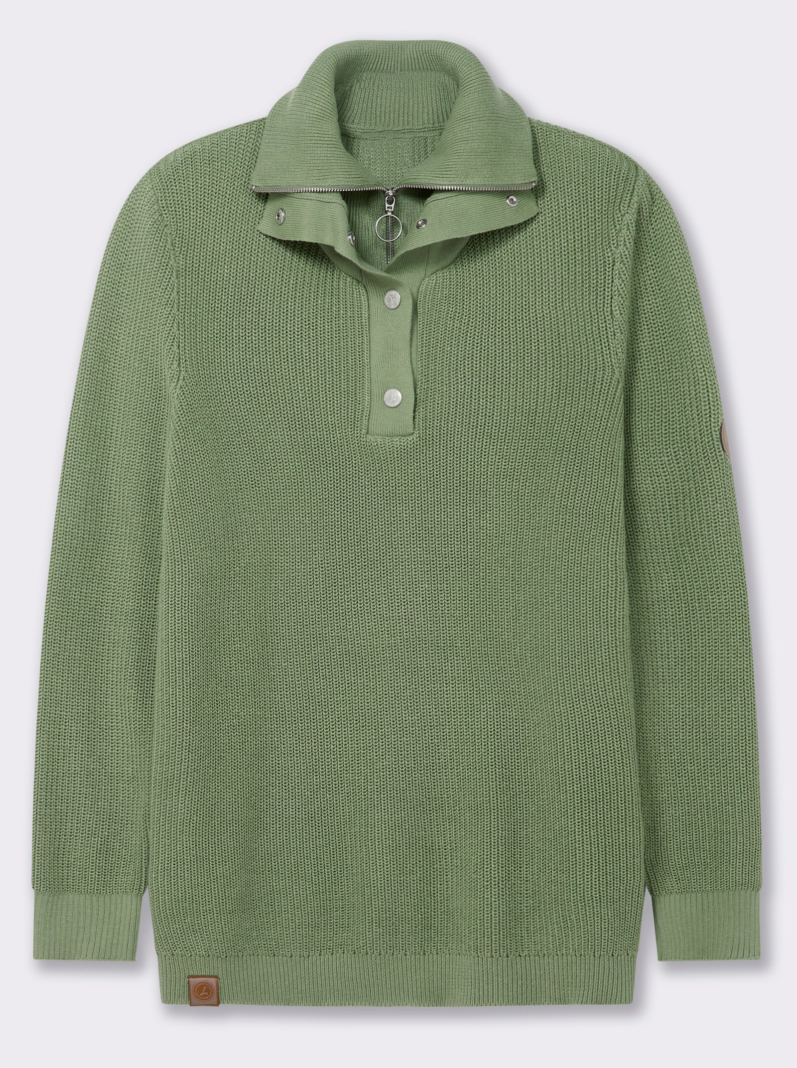 Strickpullover mit Troyerkragen - eucalyptus