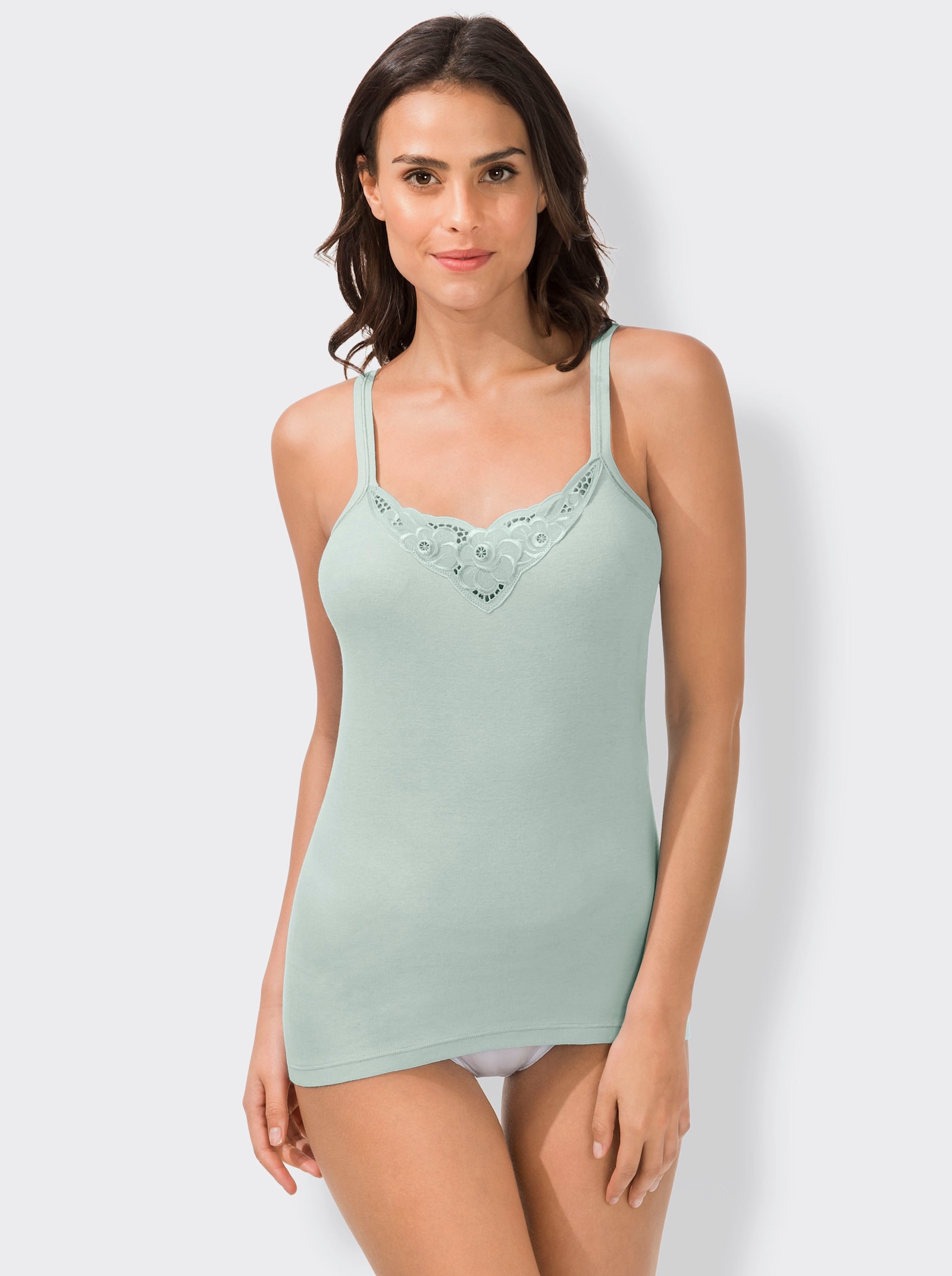 wäschepur Trägerhemd mit Batist-Motiv - beere + bleu + mint